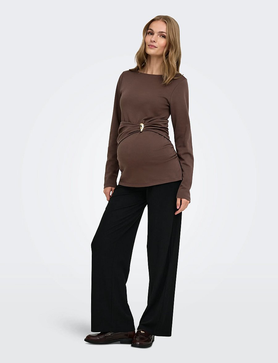 Only Maternity - OLMEVALYN L/S BOATNECK TOP JRS - long-sleeved tops - chocolate martini - 5