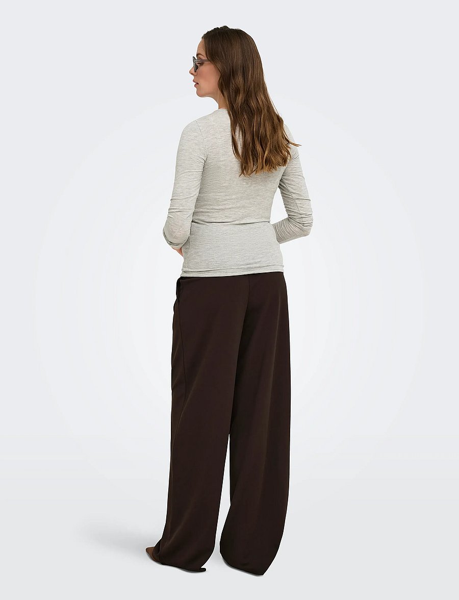 Only Maternity - OLMBANG WIDE O/B PANT JRS - bottoms - coffee bean - 4