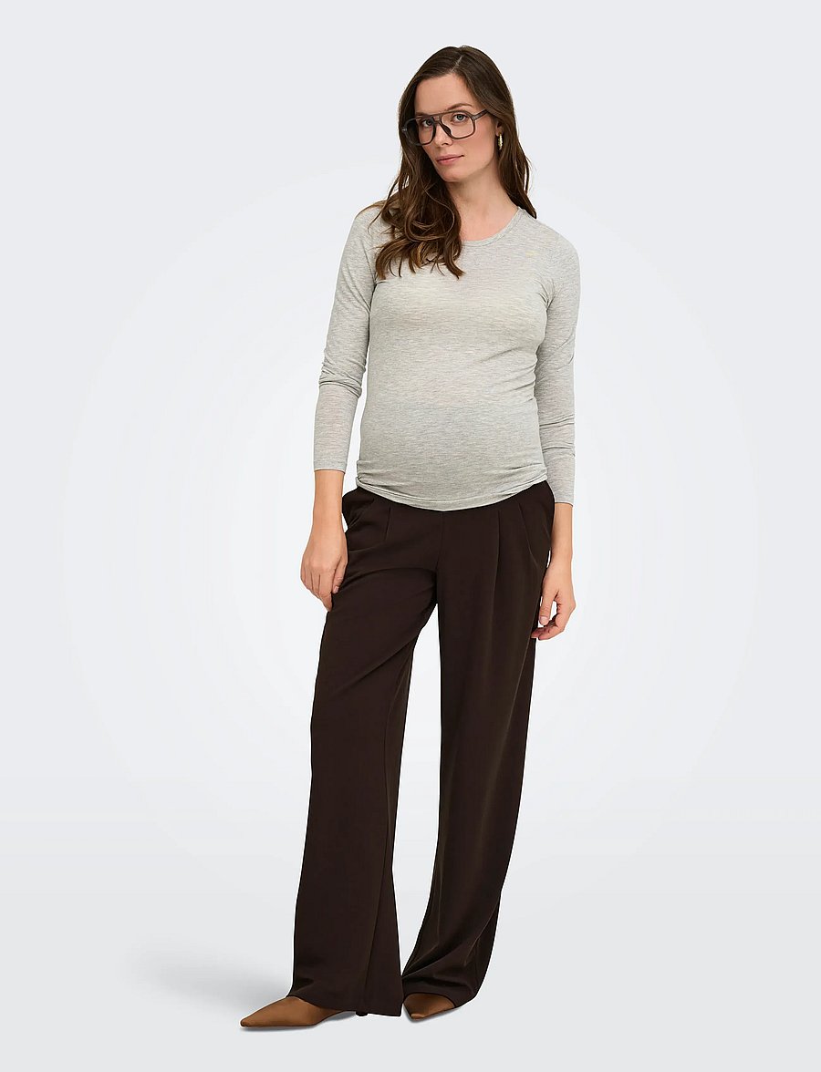 Only Maternity - OLMBANG WIDE O/B PANT JRS - bottoms - coffee bean - 5