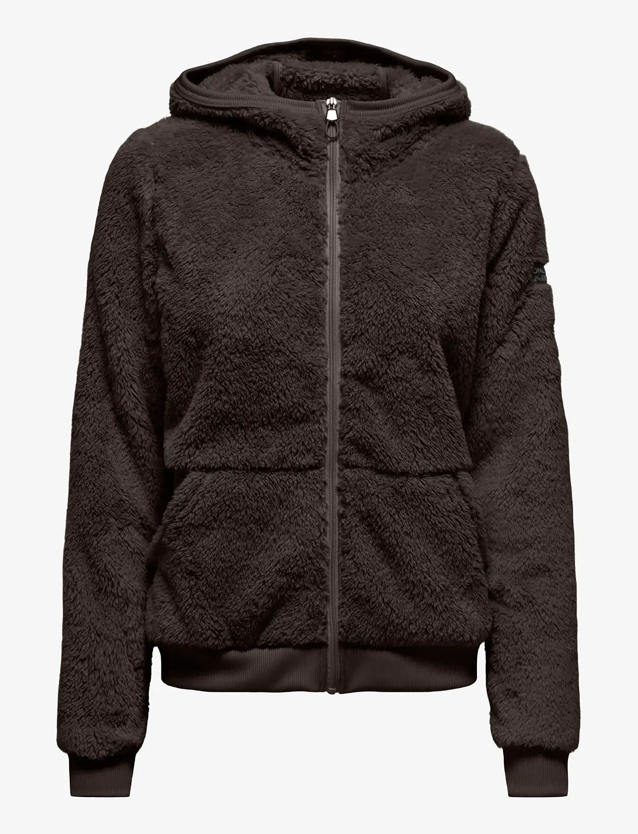 Only Play - ONPFLUFFY HOOD FZ LS JCK - huvtröjor - chocolate torte - 1