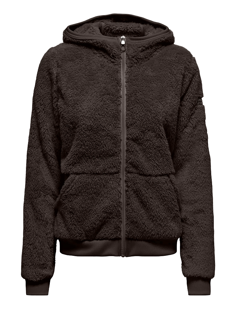 Only Play - ONPFLUFFY HOOD FZ LS JCK - huvtröjor - chocolate torte - 1