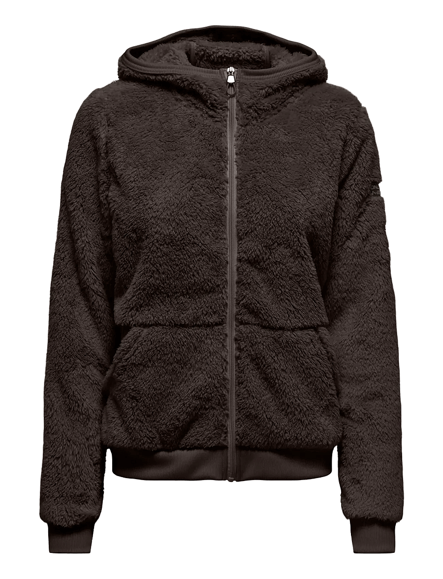 Only Play - ONPFLUFFY HOOD FZ LS JCK NOOS - huvtröjor - chocolate torte - 1