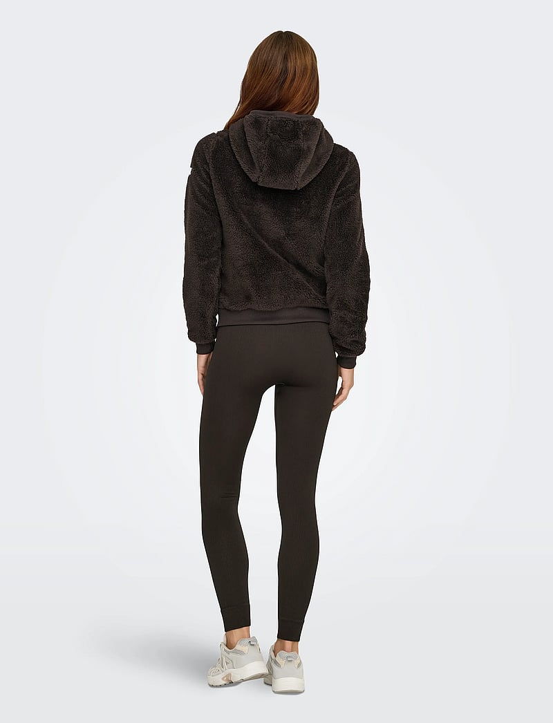 Only Play - ONPFLUFFY HOOD FZ LS JCK - huvtröjor - chocolate torte - 4