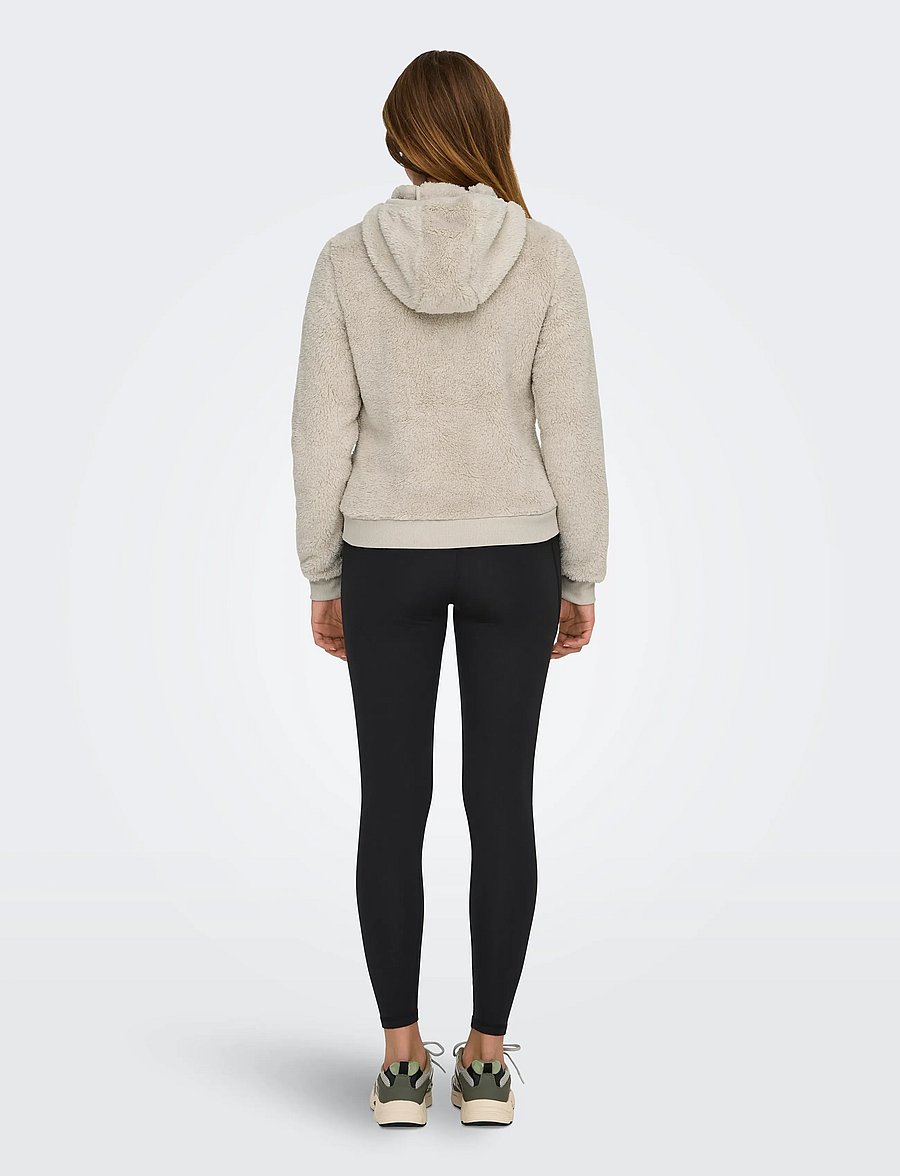 Only Play - ONPFLUFFY HOOD FZ LS JCK NOOS - sweatshirts - pumice stone - 3