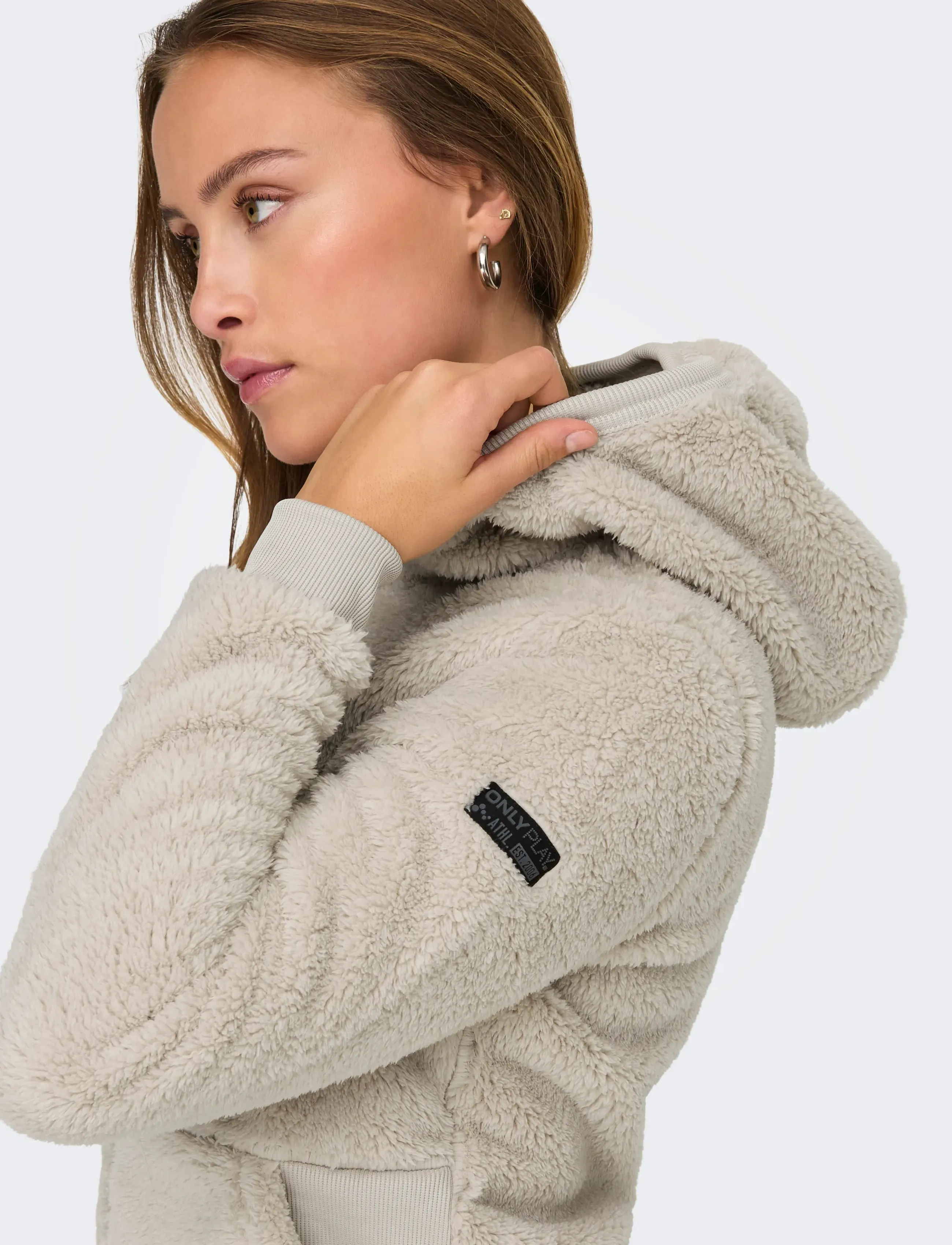 Only Play - ONPFLUFFY HOOD FZ LS JCK NOOS - sweatshirts - pumice stone - 4