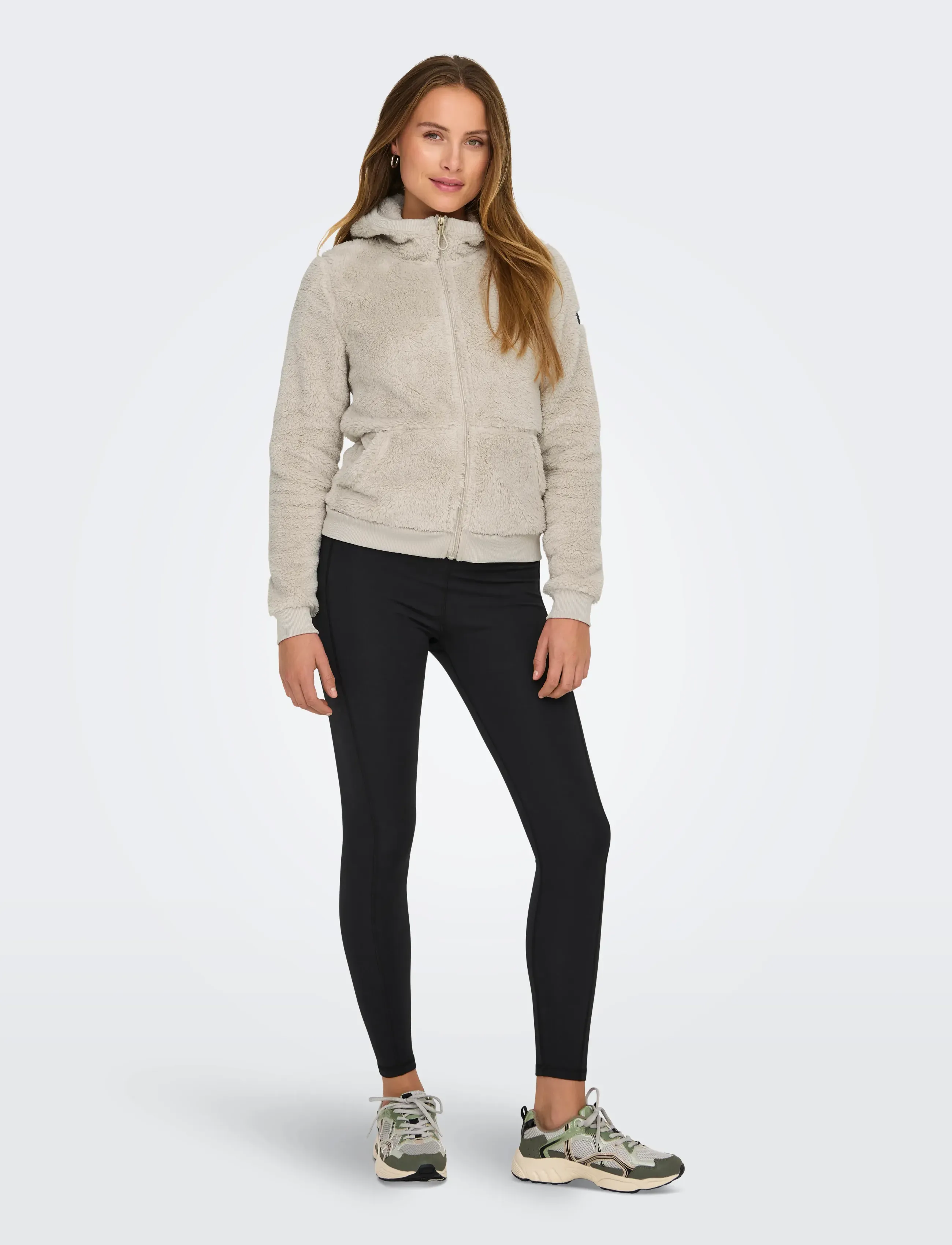 Only Play - ONPFLUFFY HOOD FZ LS JCK NOOS - sweatshirts - pumice stone - 5