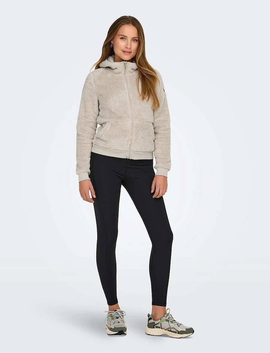 Only Play - ONPFLUFFY HOOD FZ LS JCK NOOS - sweatshirts - pumice stone - 5