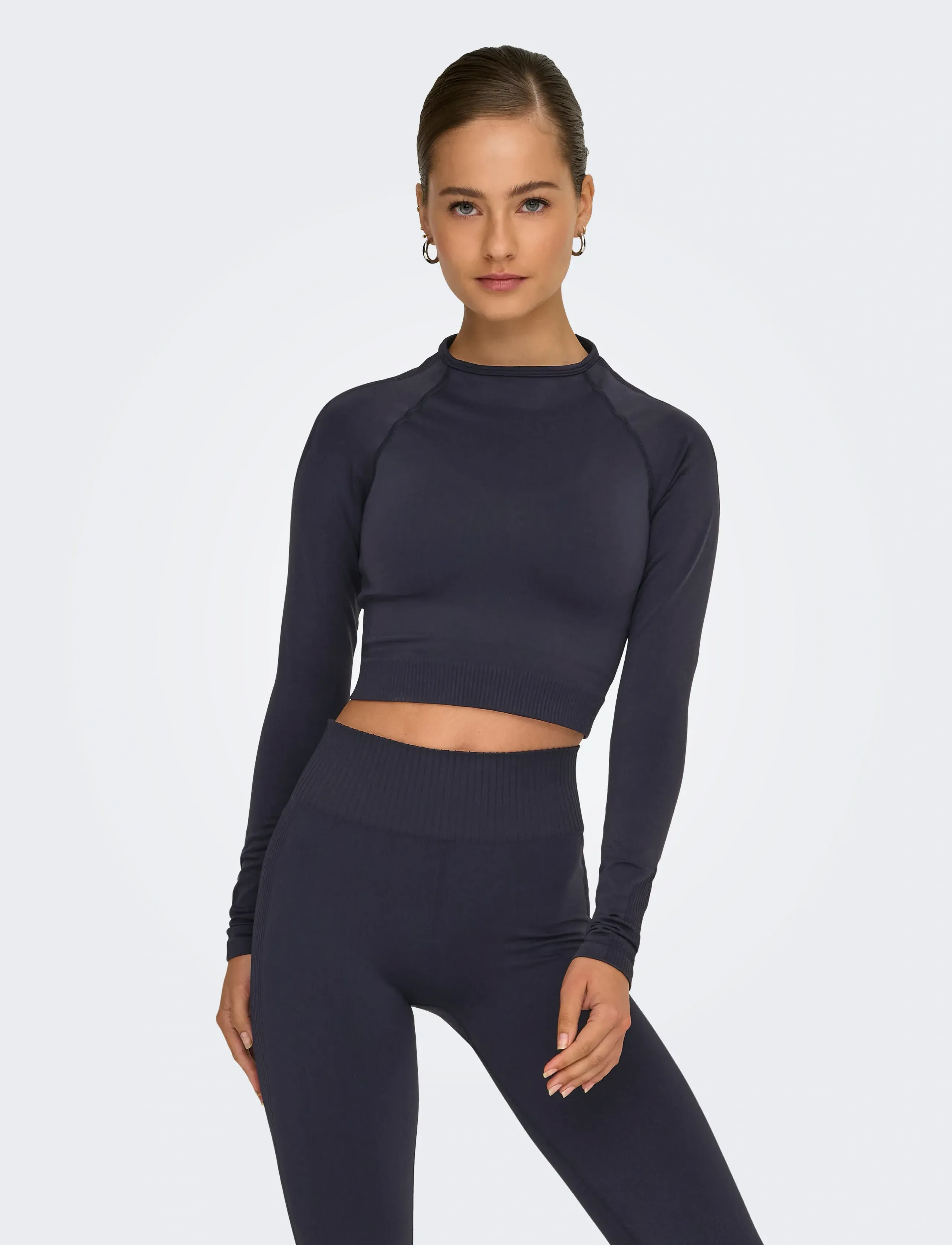 Only Play Onpjiji Seam Ls Top, L, Navy, Crop Overdele > Crop Overdele Med Lange Ærmer, Dame