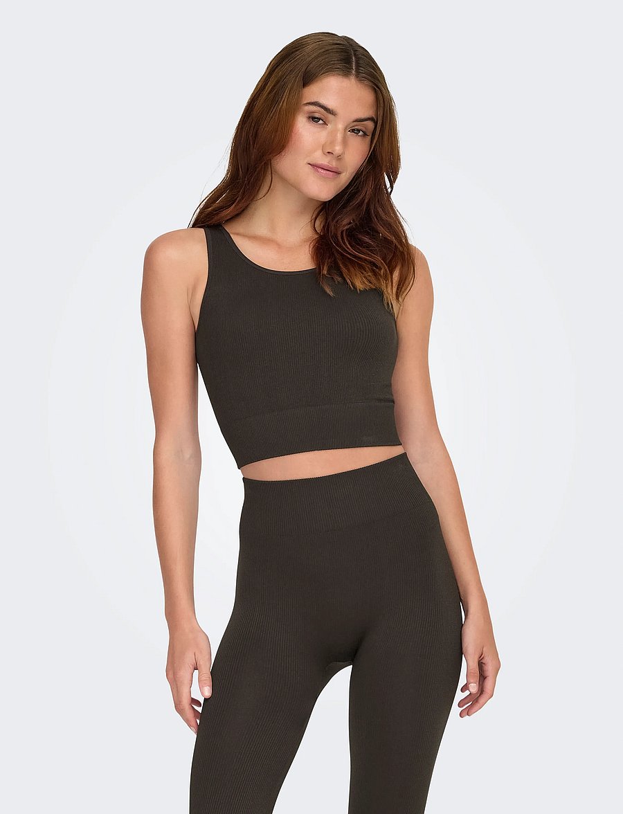 Only Play - ONPJAIA UN SL SEAM SHORT TOP NOOS - tanktops - chocolate torte - 0