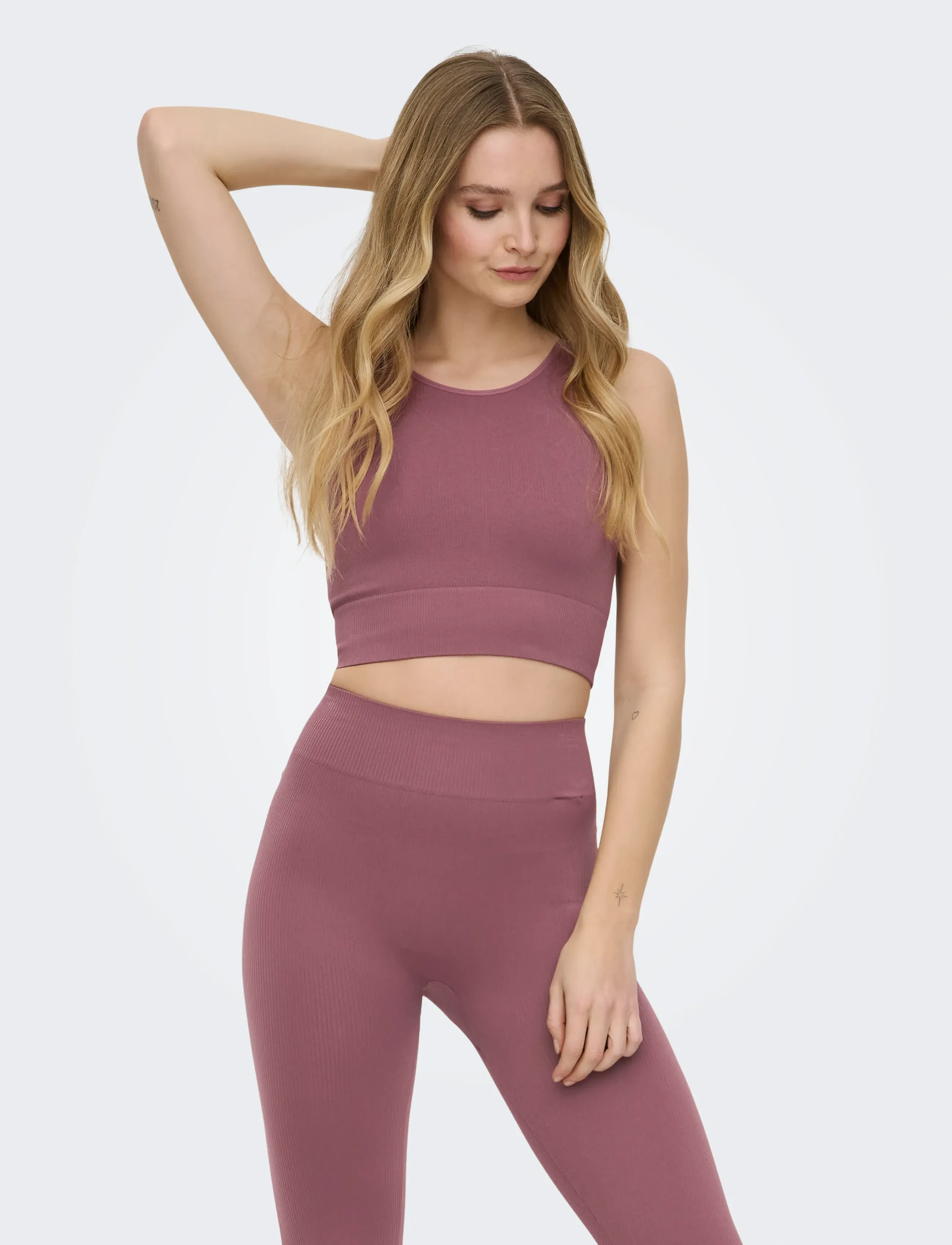 Only Play ONPJAIA UN SL SEAM SHORT TOP NOOS - Crop Tops - ROSE BROWN / pink/rose
