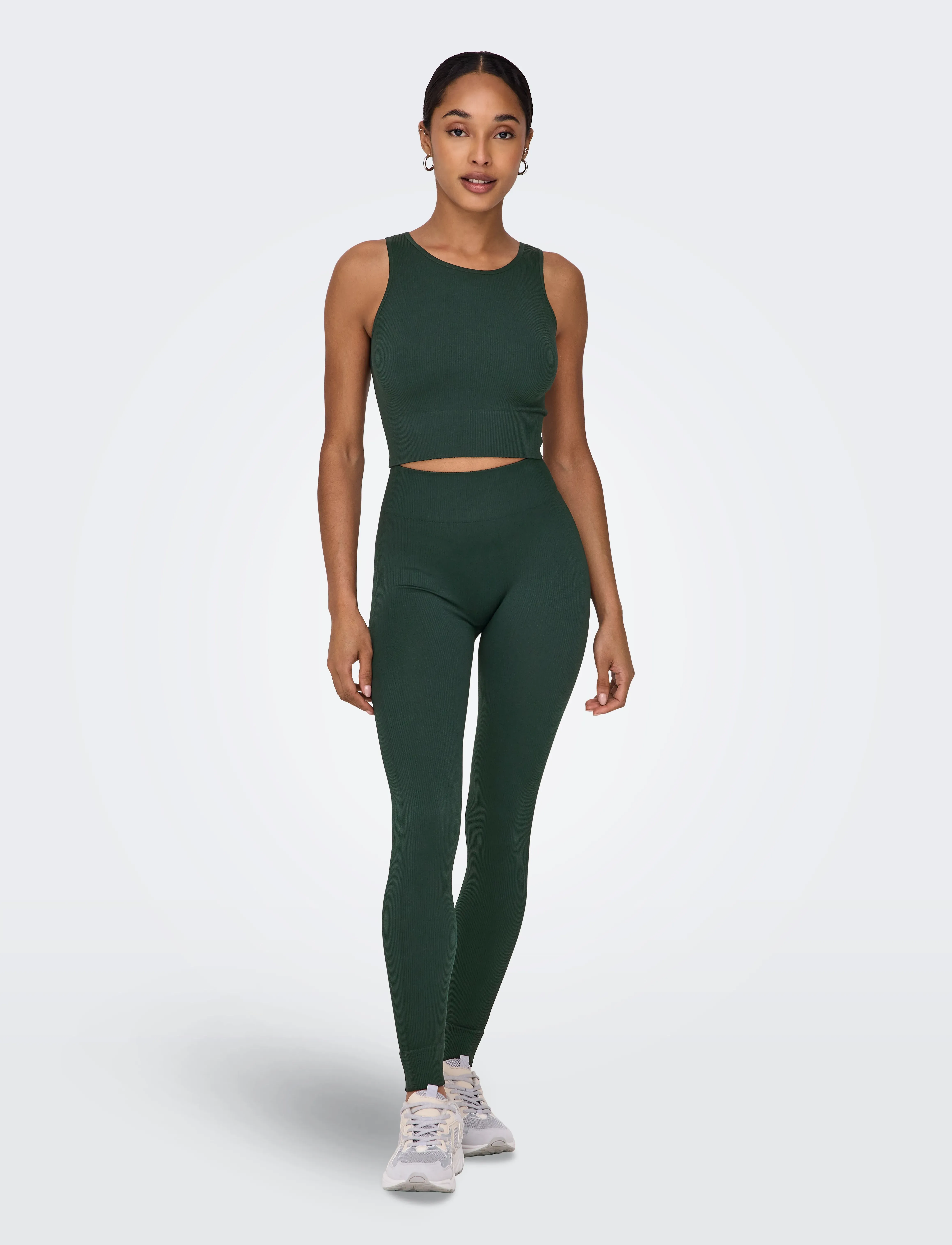Only Play Onpjaia Un Sl Seam Short Top Noos, XS/S, Khaki green, Crop Overdele > Crop Overdele Uden Ærmer, Dame