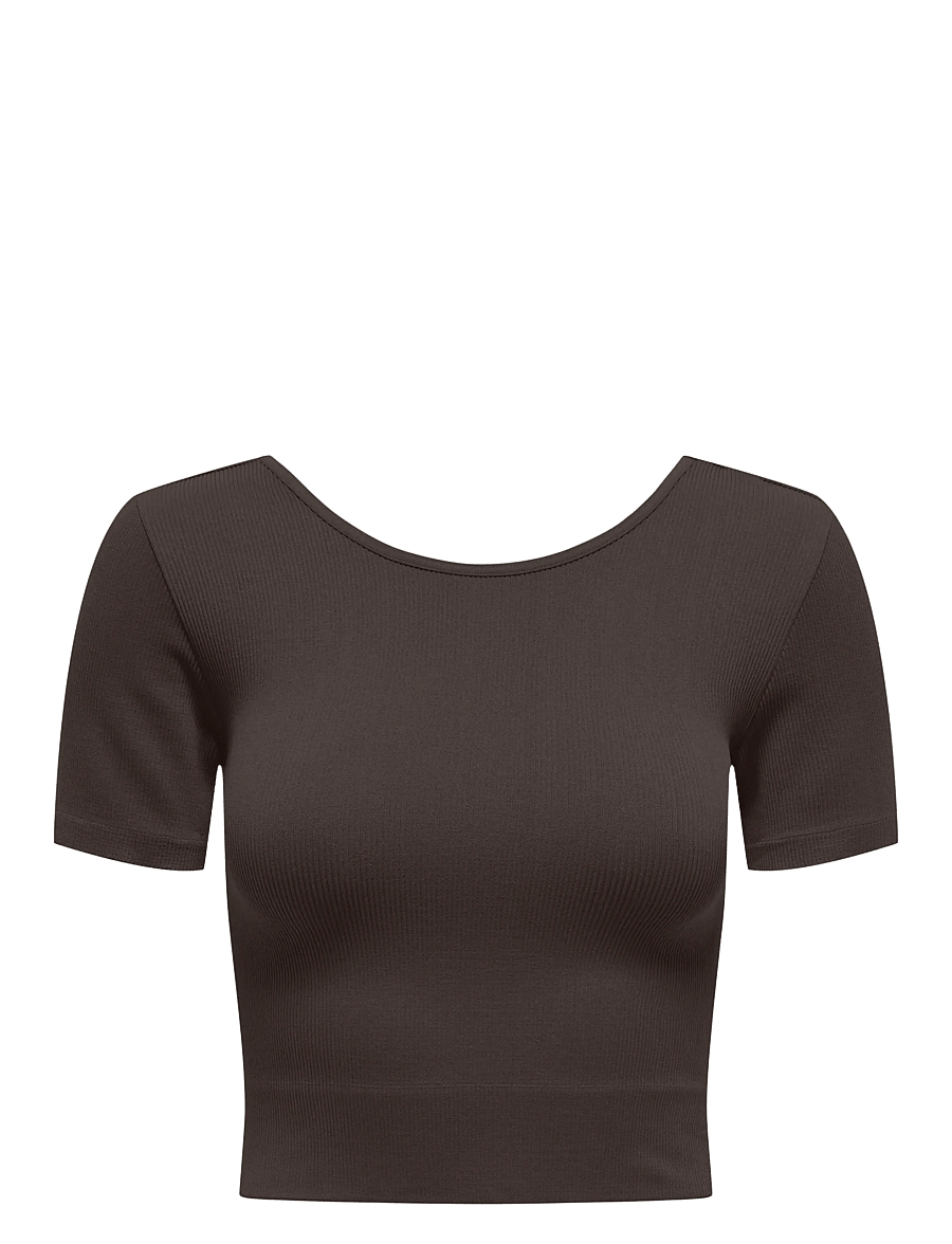 Only Play - ONPJAIA SS 2-WAY CROP SEAM TOP NOOS - t-shirts - chocolate torte - 0