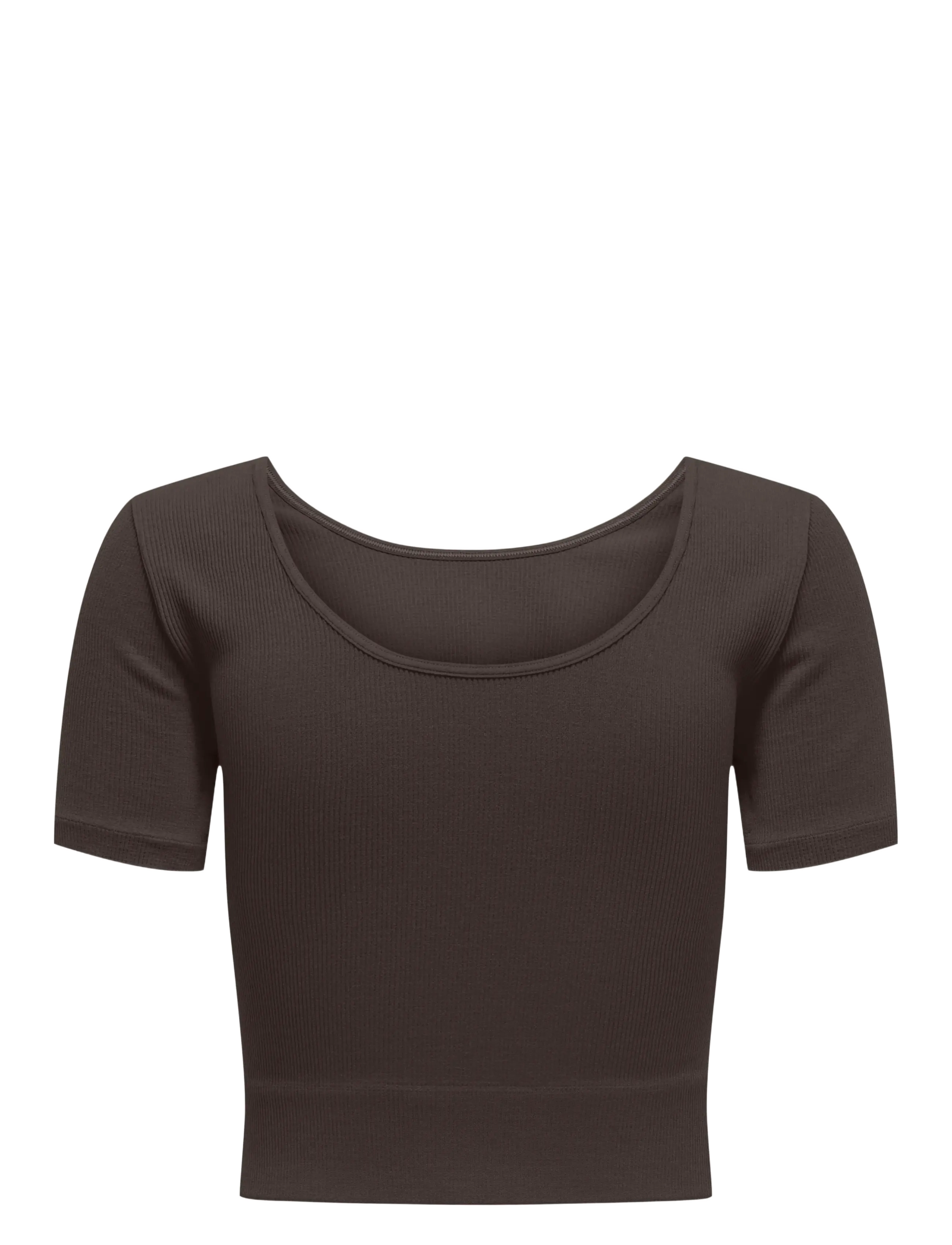 Only Play - ONPJAIA SS 2-WAY CROP SEAM TOP NOOS - t-shirts - chocolate torte - 1