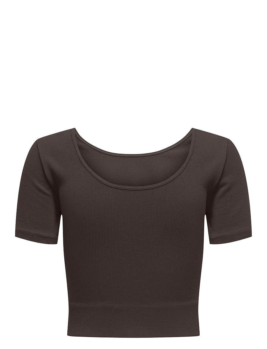 Only Play - ONPJAIA SS 2-WAY CROP SEAM TOP NOOS - t-shirts - chocolate torte - 1