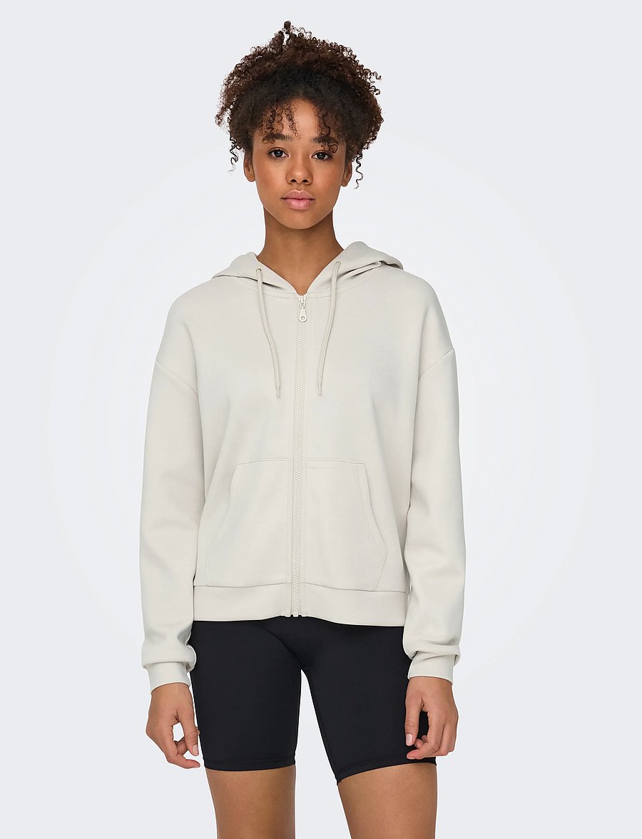 Only Play - ONPLOUNGE HOOD FZ LS SWT NOOS - sweatshirts - pumice stone - 0