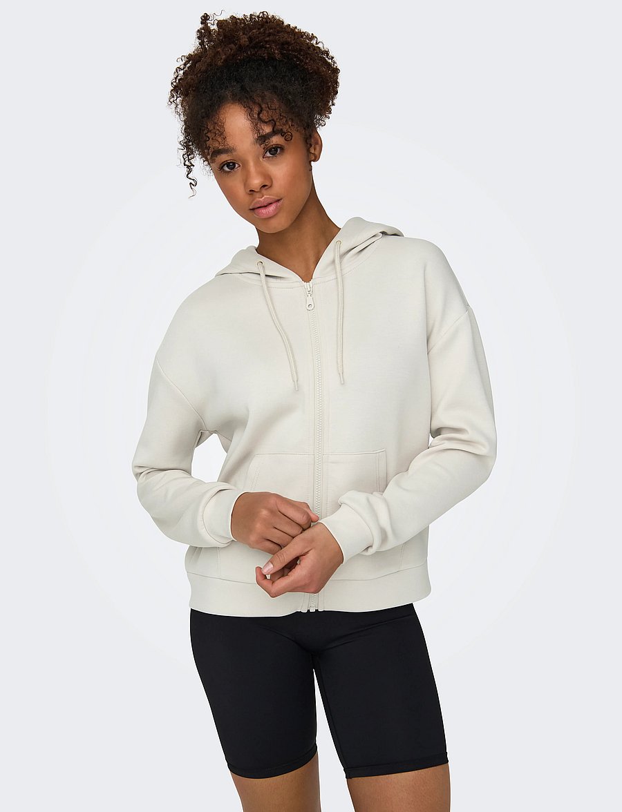 Only Play - ONPLOUNGE HOOD FZ LS SWT NOOS - sweatshirts - pumice stone - 5
