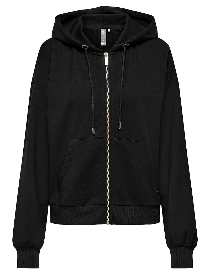 Only Play - ONPFEY HOOD FZ LS REG BRUSH SWT - huvtröjor - black - 0