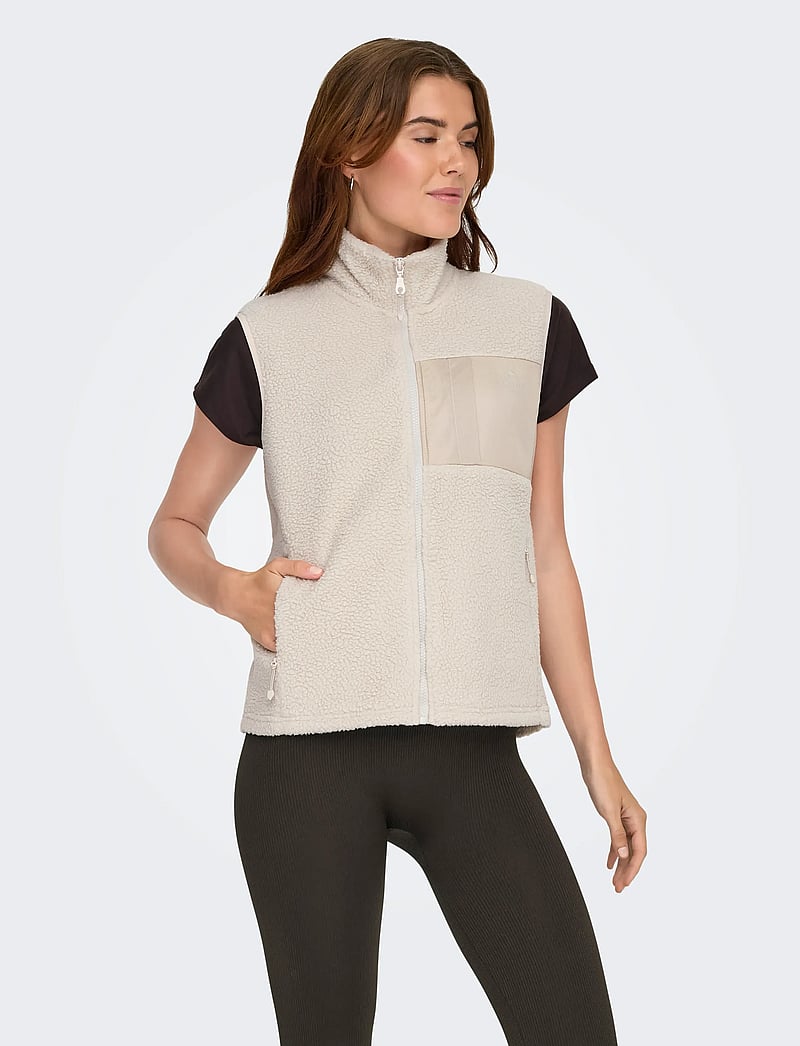 Only Play - ONPCLOUD HN FZ LS FLEECE WAISTCOAT - polary i odzież ocieplająca - pumice stone - 0