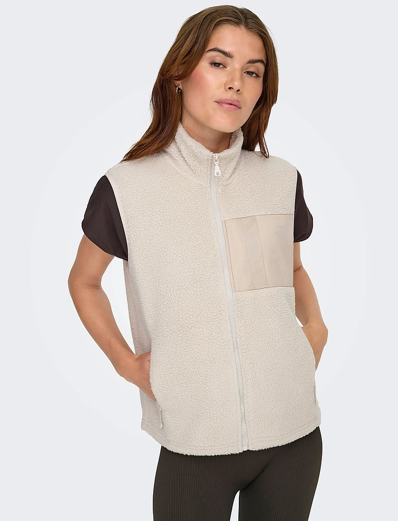 Only Play - ONPCLOUD HN FZ LS FLEECE WAISTCOAT - polary i odzież ocieplająca - pumice stone - 4