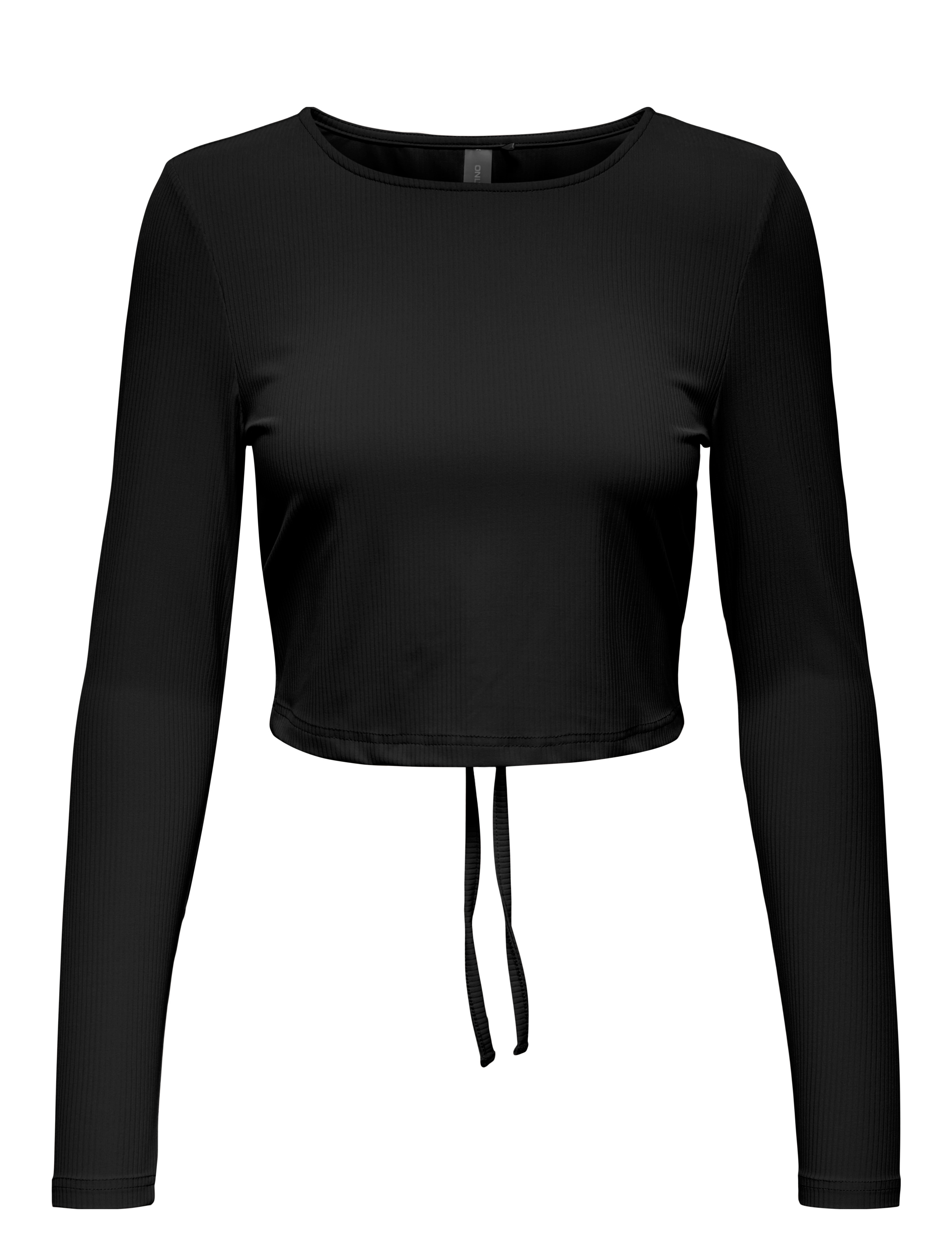 Only Play Onphomie On Ls Cropped Rib Tee, Kvinder, Langærmet Cropped Rib Top, Sort, Str: M