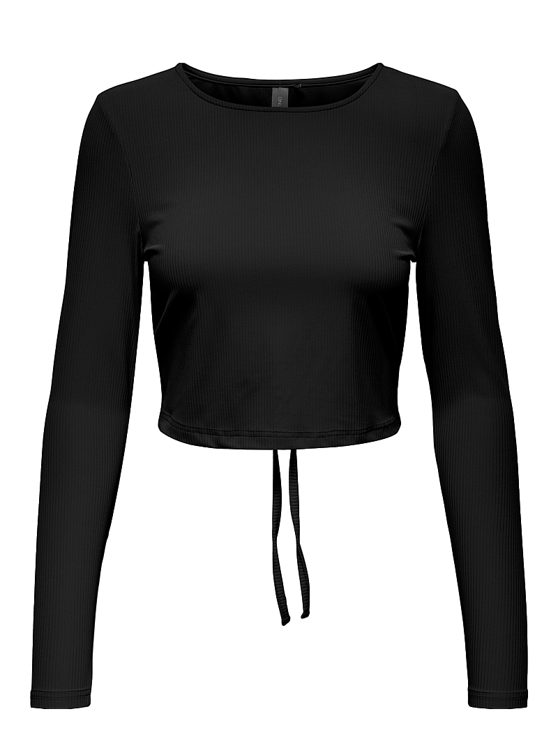 Only Play - ONPHOMIE ON LS CROPPED RIB TEE - crop-tops - black - 0