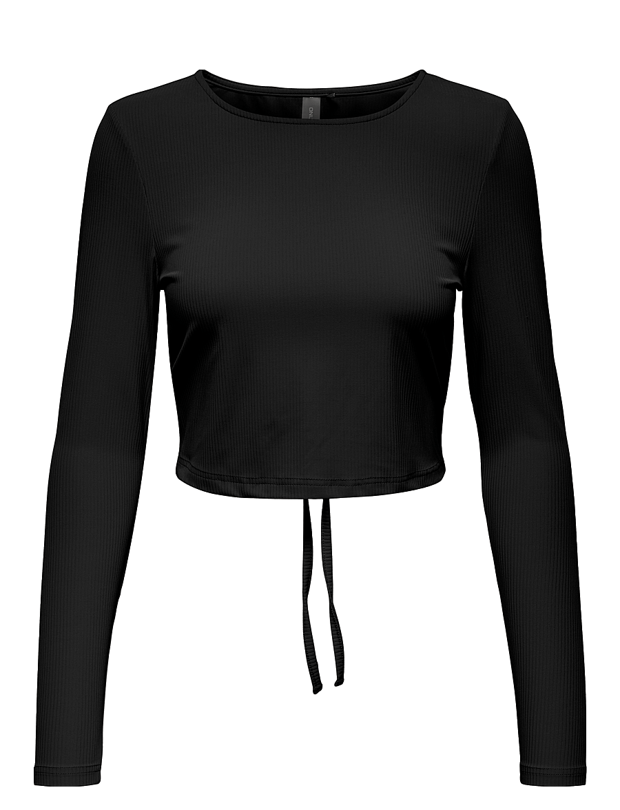 Only Play - ONPHOMIE ON LS CROPPED RIB TEE - crop-tops - black - 0