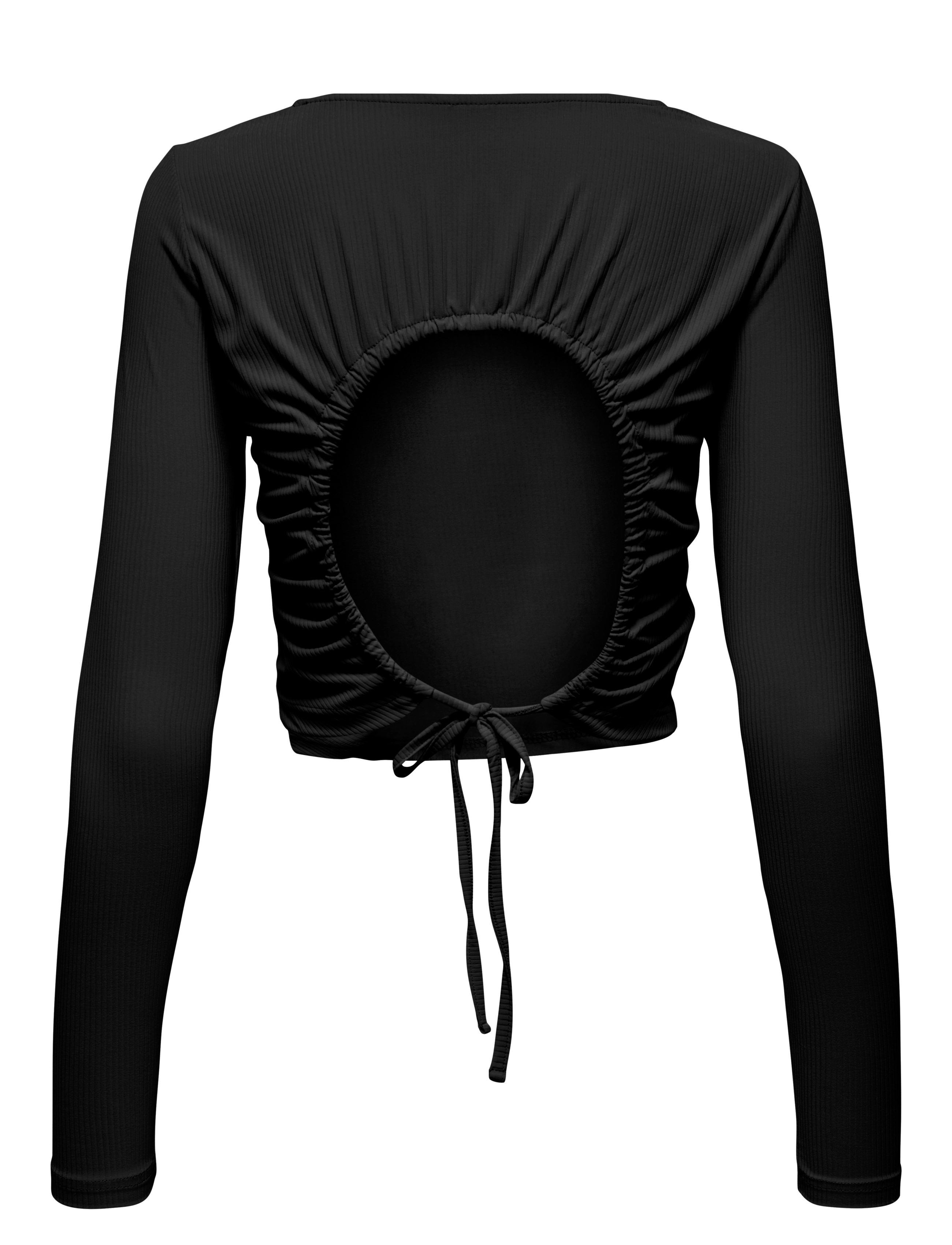 Only Play - ONPHOMIE ON LS CROPPED RIB TEE - topper & t-skjorter - black - 1