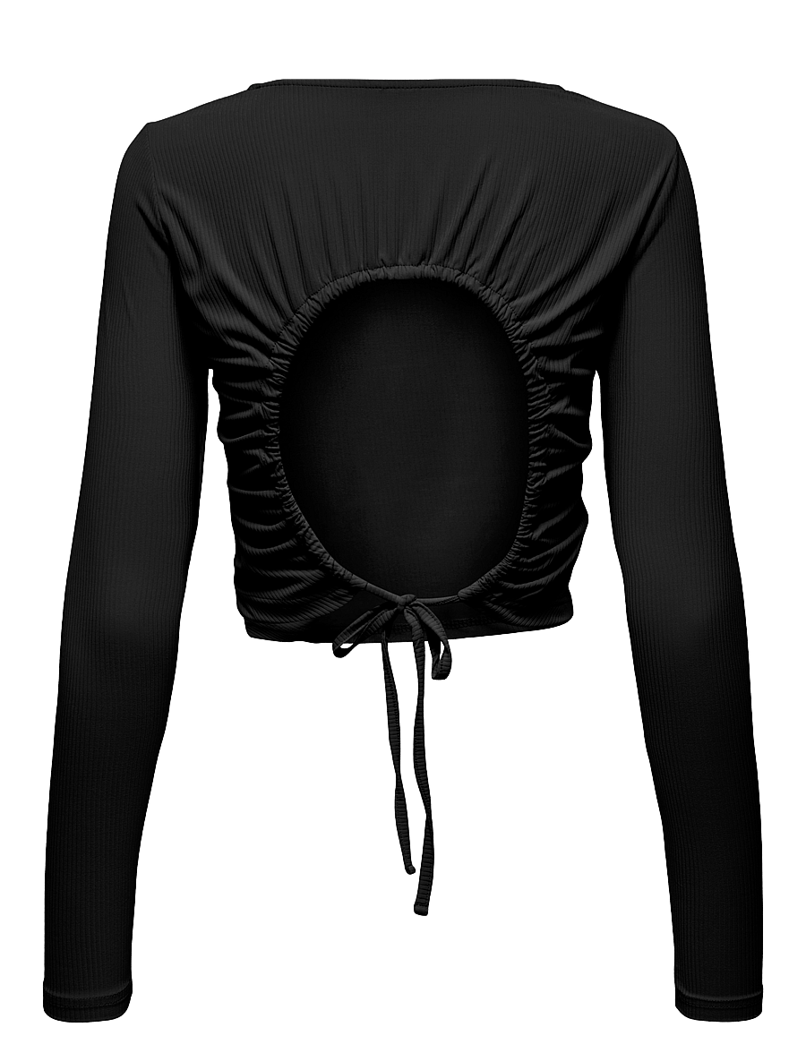 Only Play - ONPHOMIE ON LS CROPPED RIB TEE - crop-tops - black - 1