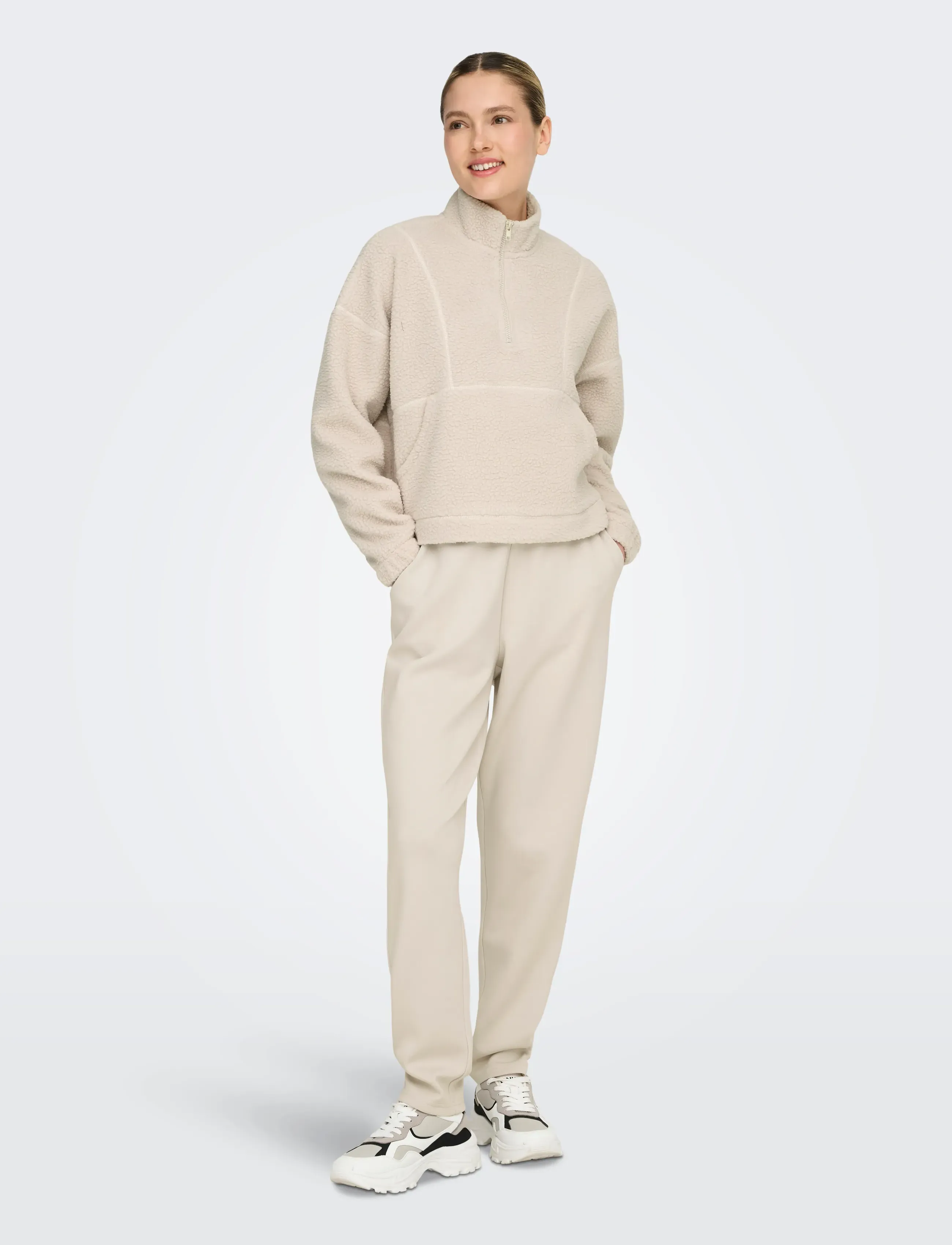 Only Play - ONPMON HN HZ PULLOVER TEDDY SWT - pumice stone - 4