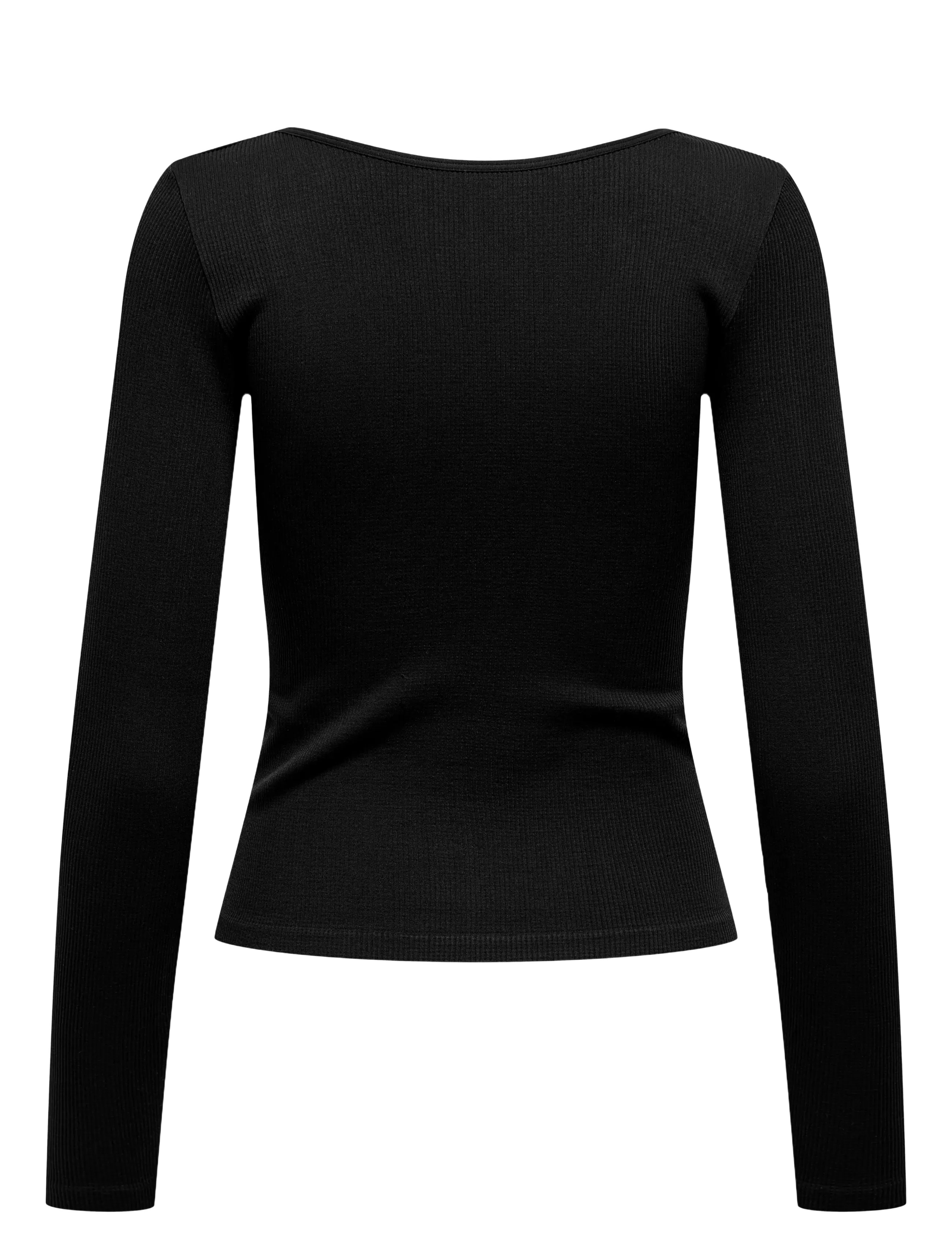 Only Play - ONPJAIA LIFE VN LS 2-WAY SHORT SEAM TOP - langærmede t-shirts - black - 1
