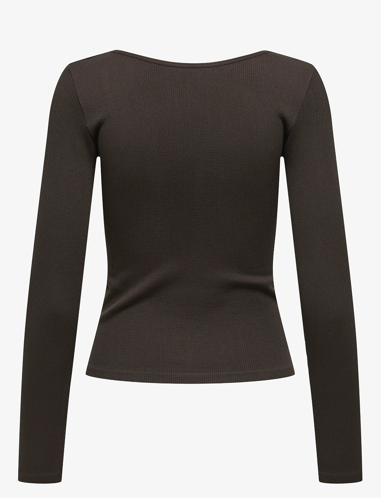 Only Play - ONPJAIA LIFE VN LS 2-WAY SHORT SEAM TOP - langærmede t-shirts - chocolate torte - 1