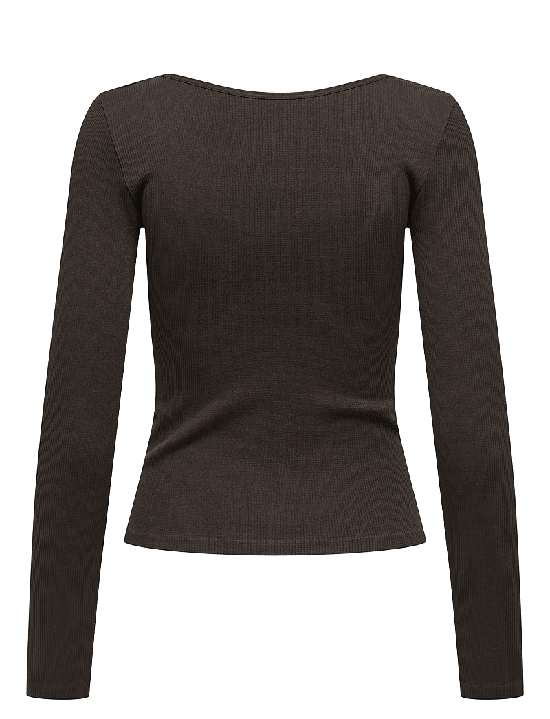 Only Play - ONPJAIA LIFE VN LS 2-WAY SHORT SEAM TOP - långärmade tröjor - chocolate torte - 1
