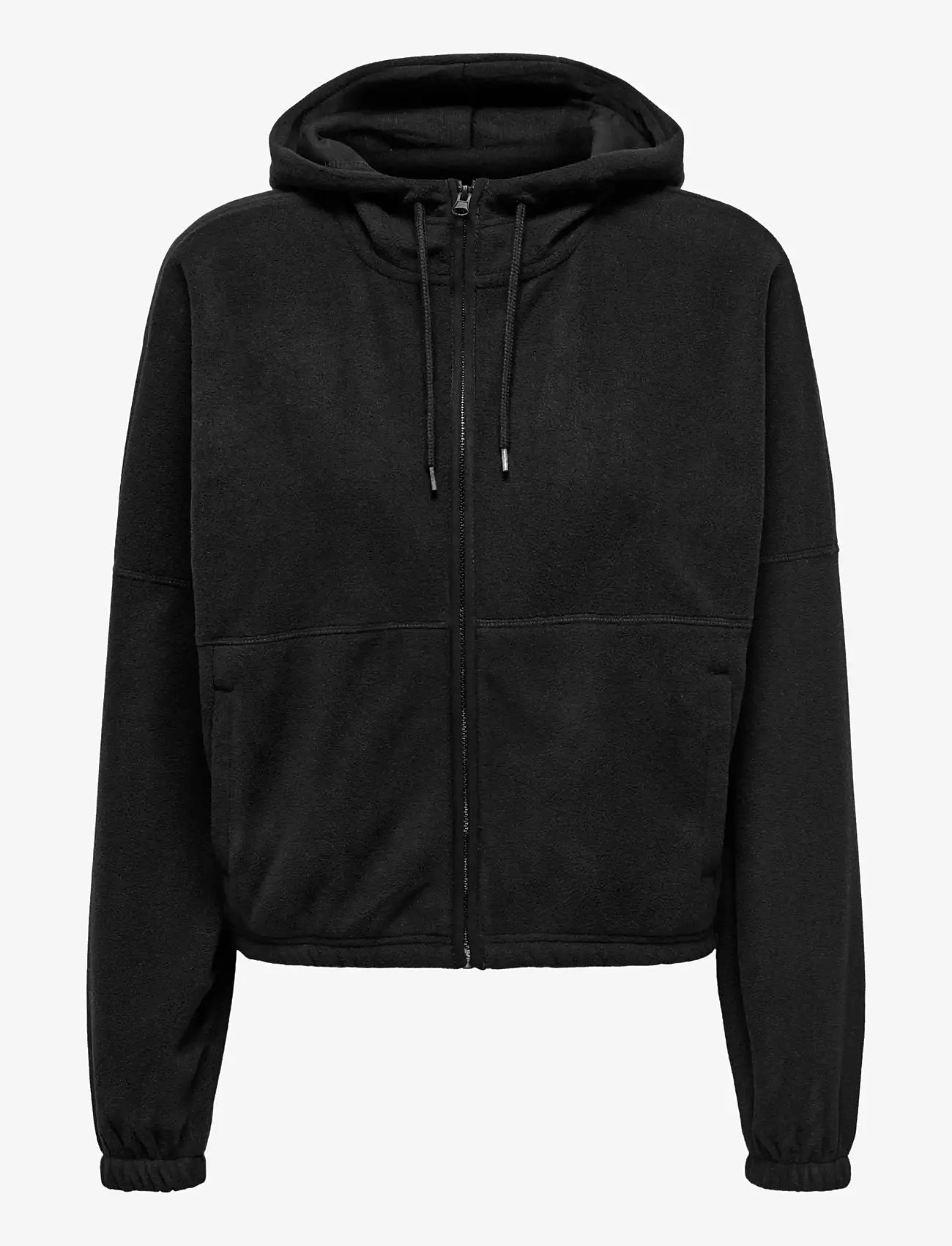 Only Play - ONPFLEE HOOD FZ LS SHORT FLEECE TOP - huvtröjor - black - 1