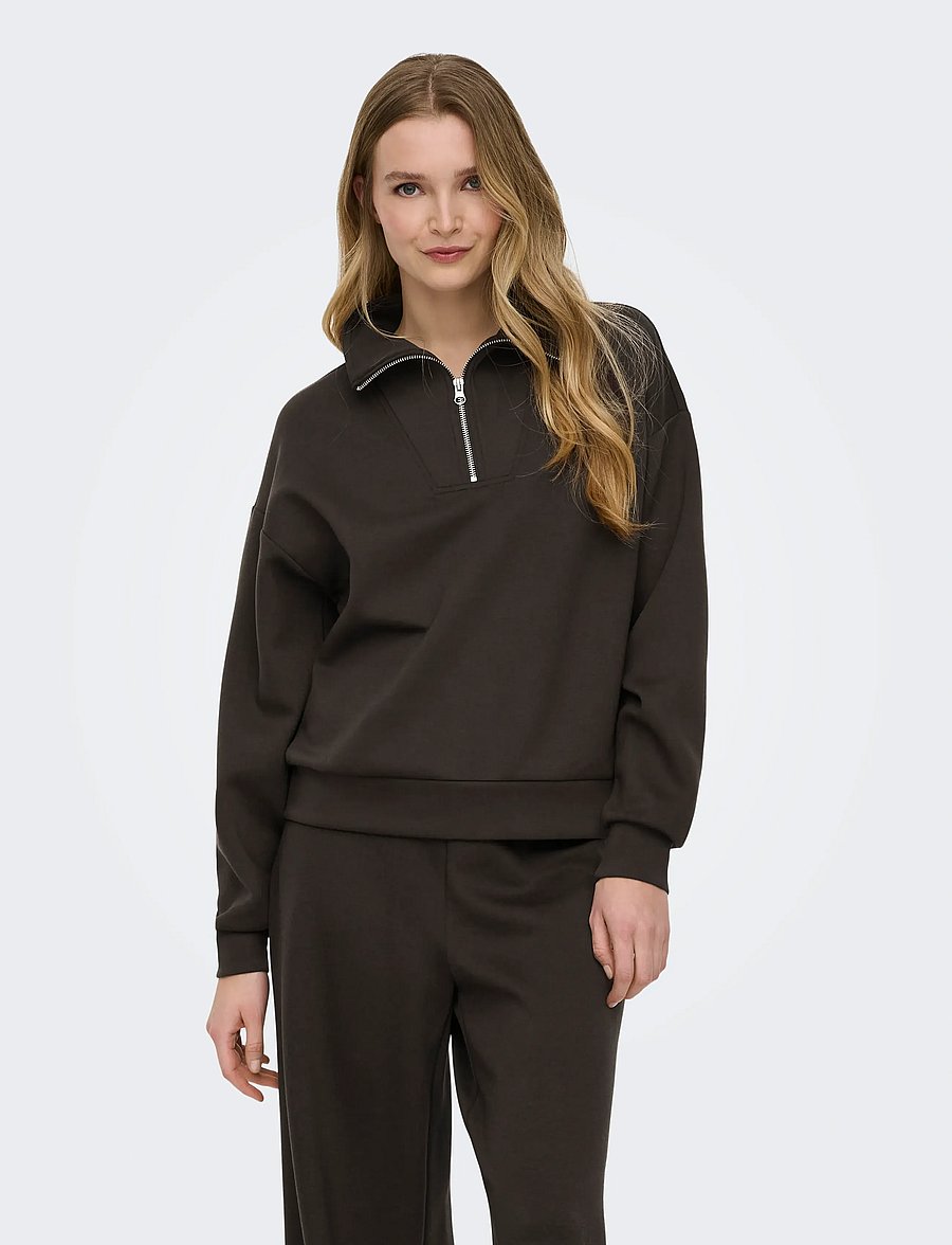 Only Play - ONPLOUNGE HN LS HZ DS SWT NOOS - sweatshirts - chocolate torte - 0