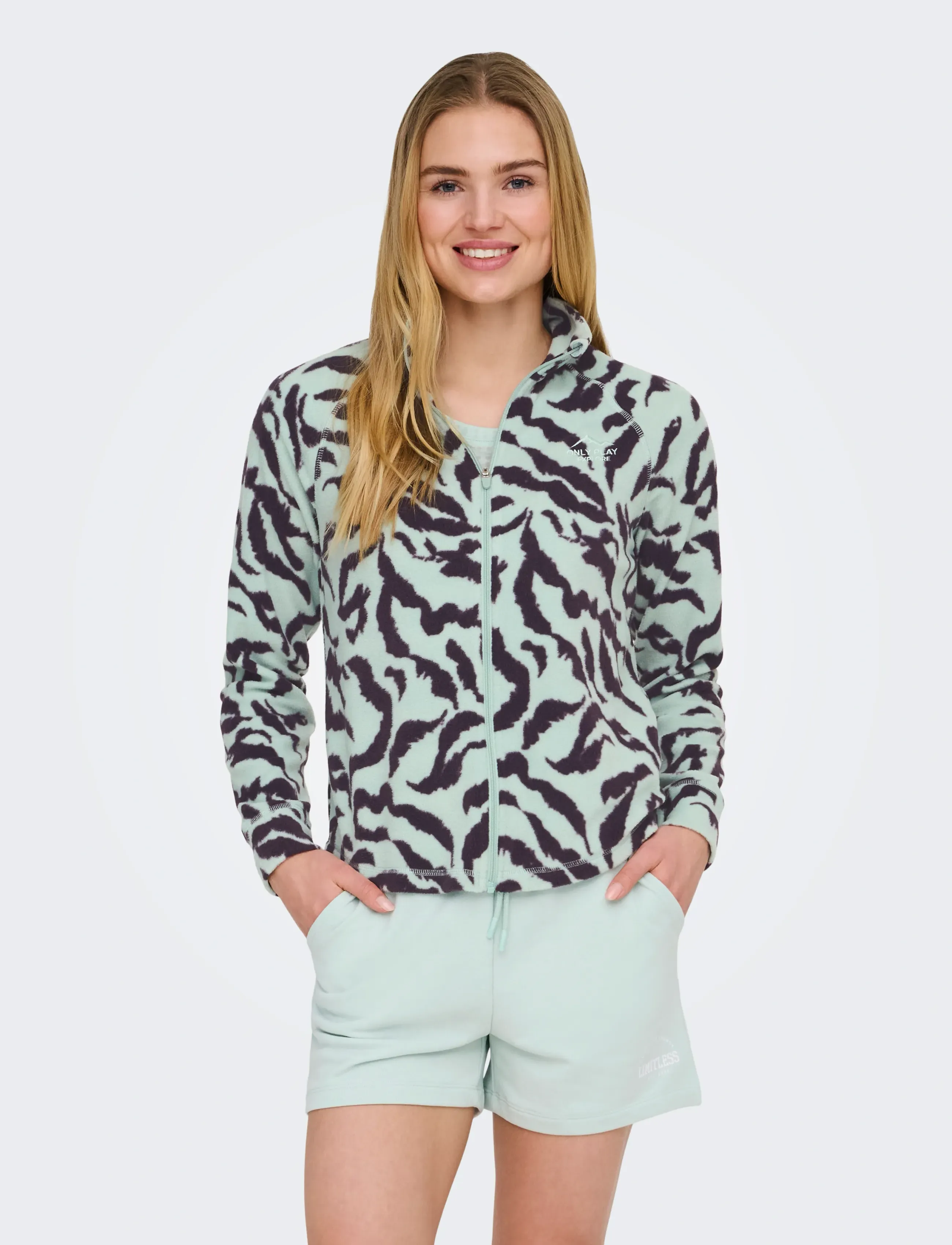 Only Play Onpino Hn Fz Ls Fleece Aop Jck, XS, Multi/patterned, Sport Clothing > Sport Fleeces & Midlayers, Dame
