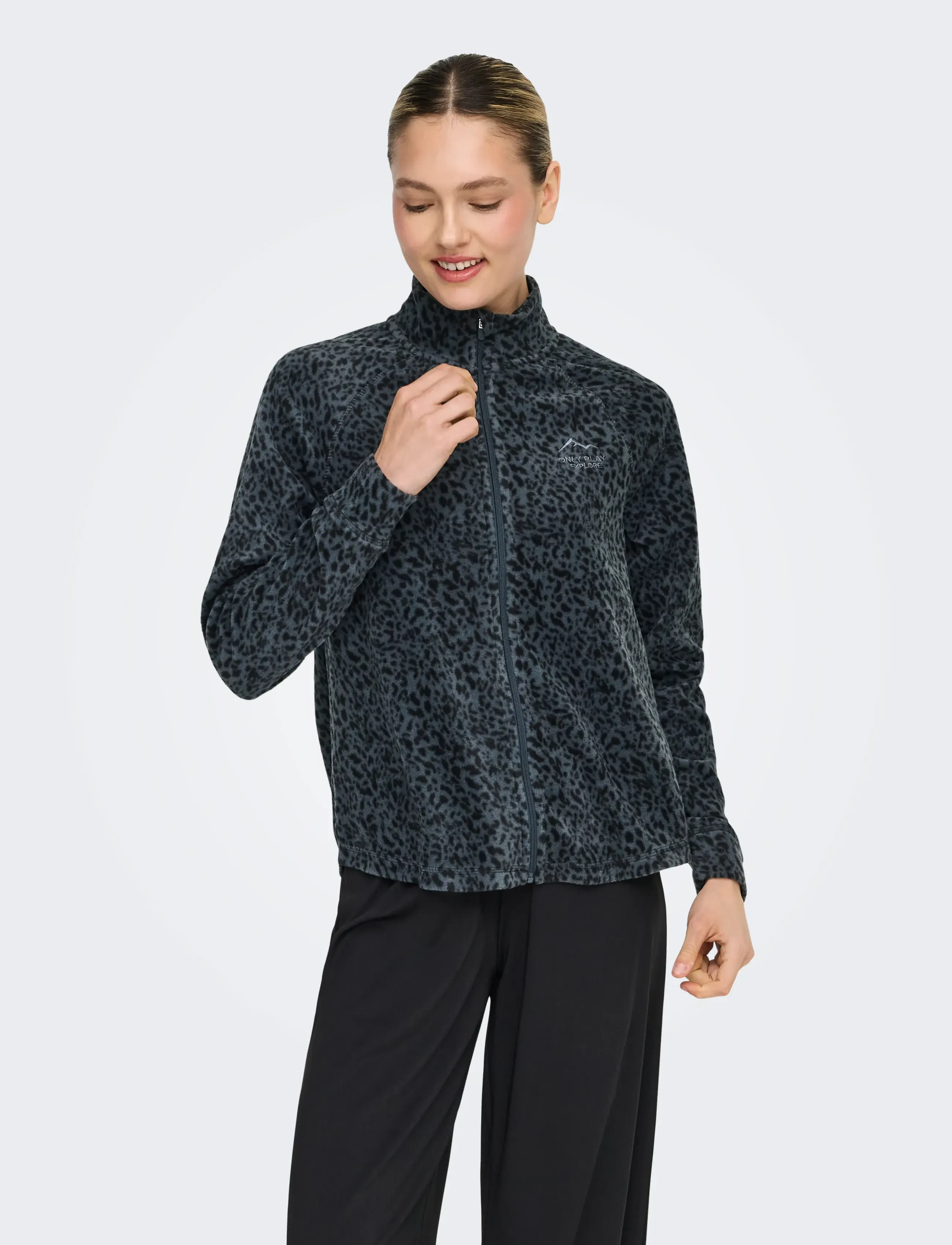 Only Play Onpino Hn Fz Ls Fleece Aop Jck, XS, Navy, Sport Clothing > Sport Fleeces & Midlayers, Dame
