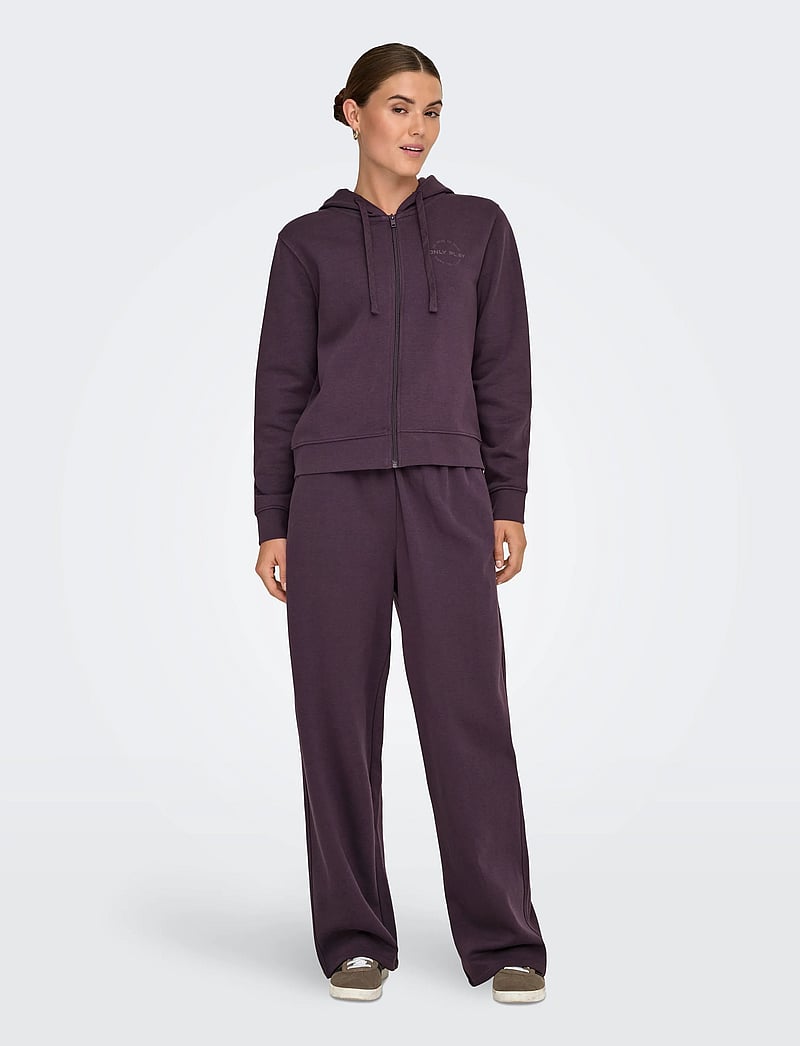 Only Play - ONPJONI LIFE HW BRUSH WIDE SWT PNT - träningsbyxor - plum perfect - 0