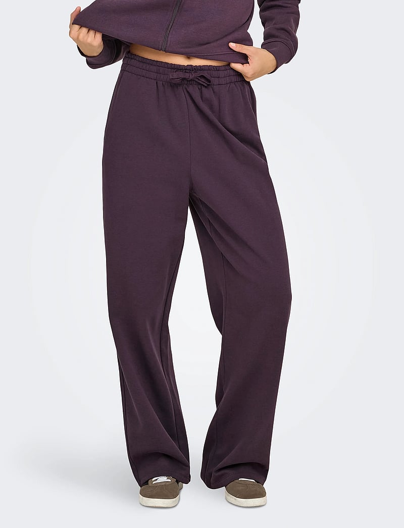 Only Play - ONPJONI LIFE HW BRUSH WIDE SWT PNT - träningsbyxor - plum perfect - 4