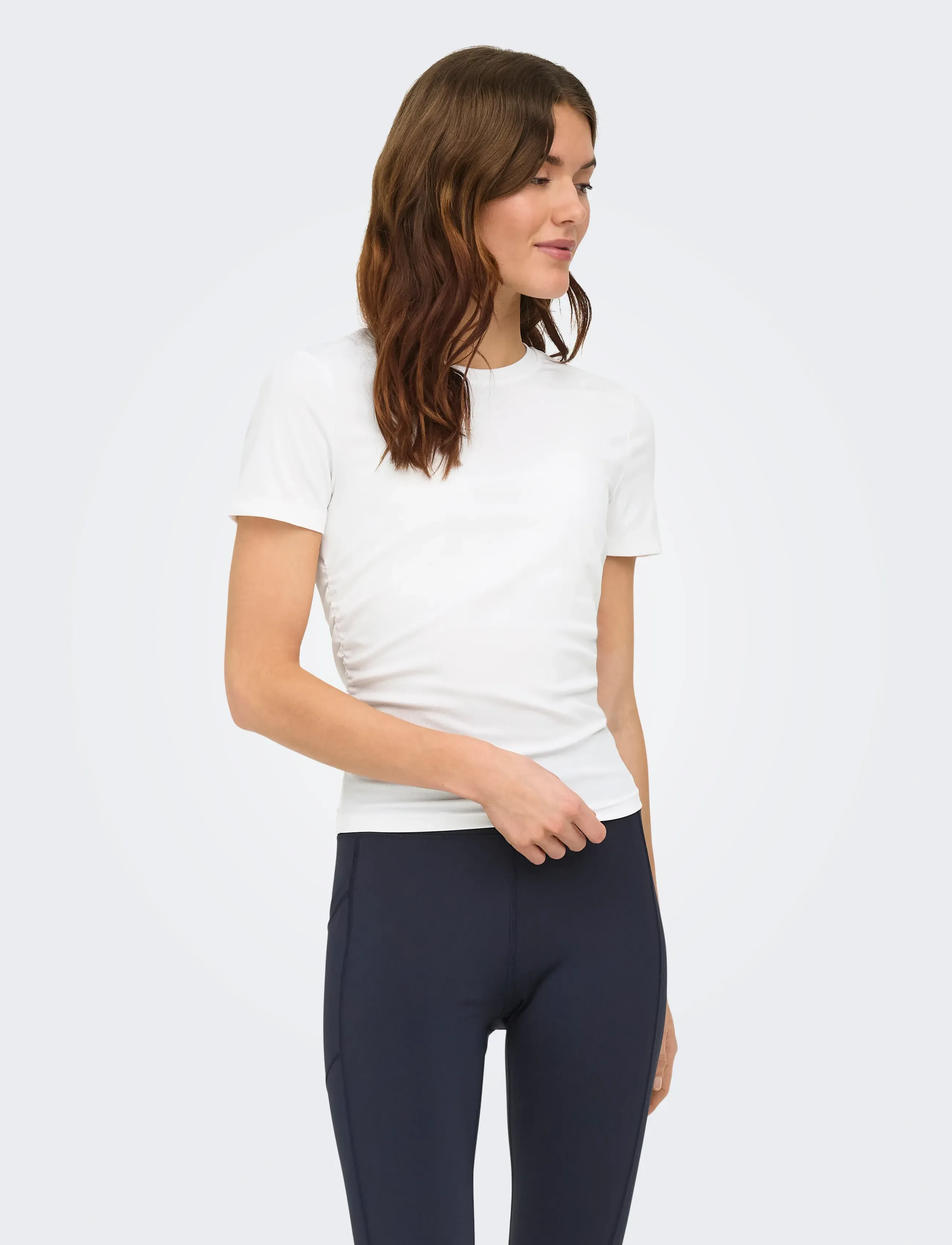 Only Play Onpcila On Ss Short Rib Top, S, White, Sports Overdele & T-shirts > Sport T-shirts, Dame