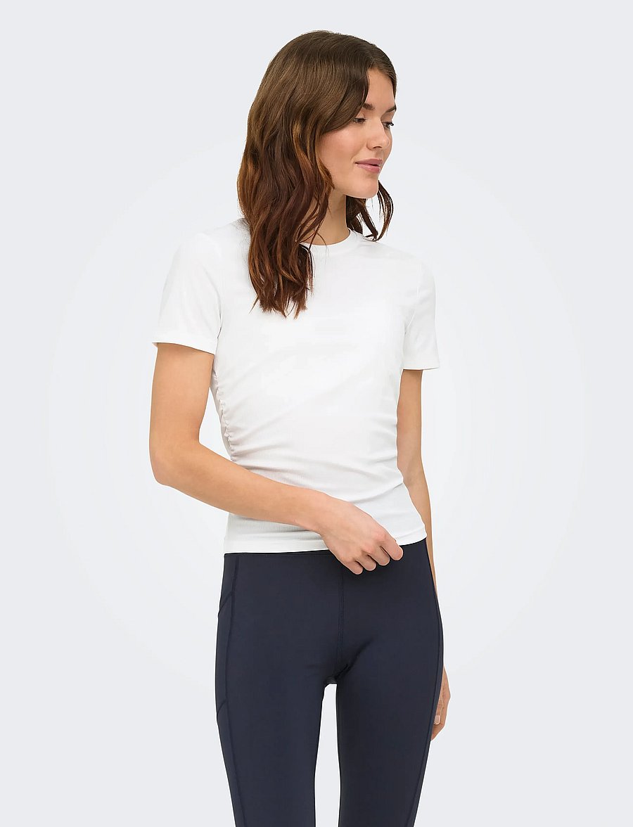 Only Play - ONPCILA ON SS SHORT RIB TOP - alussärgid ja t-särgid - white - 0