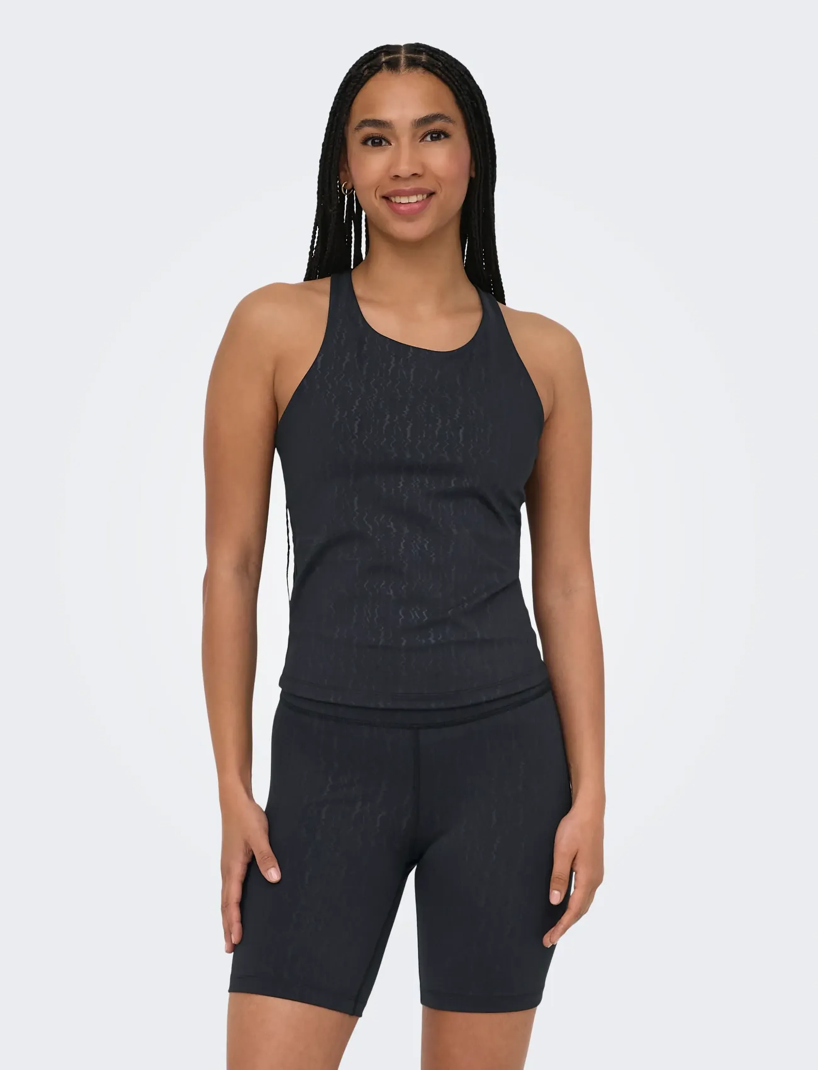 Only Play Onppoppy Sl String Aop Top, XL, Sports Oberteile & T-shirts, Schwarz - Sport Tank Oberteile, Frauen