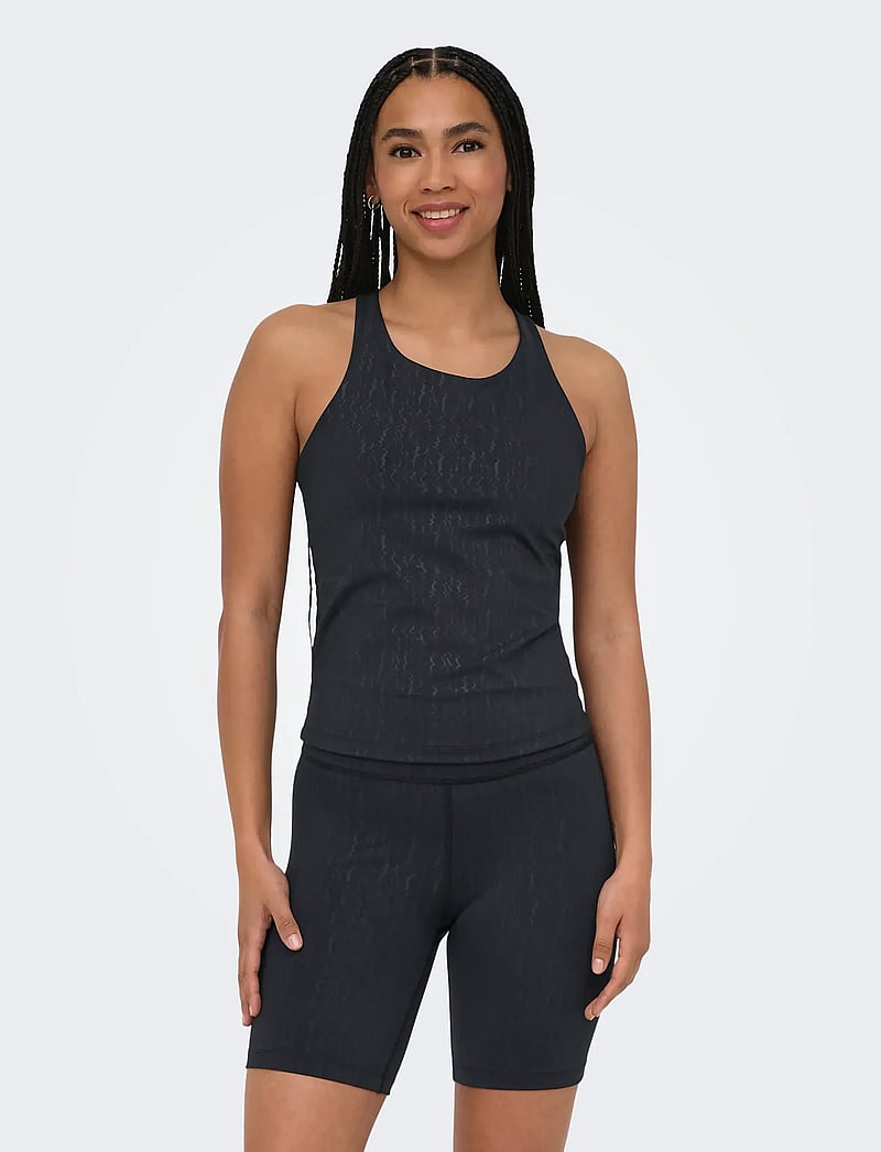 Only Play - ONPPOPPY SL STRING AOP TOP - toppar & t-shirts - black - 0