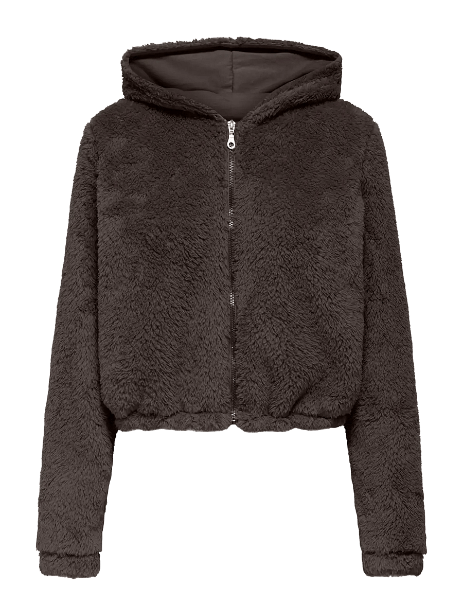 Only Play - ONPCAS-FLUF HOOD FZ LS SWT - chocolate torte - 0