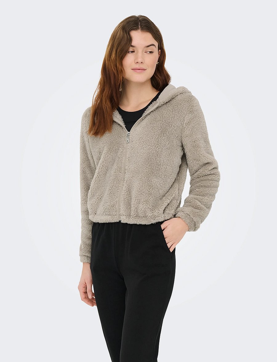 Only Play - ONPCAS-FLUF HOOD FZ LS SWT - sweatshirts - string - 0