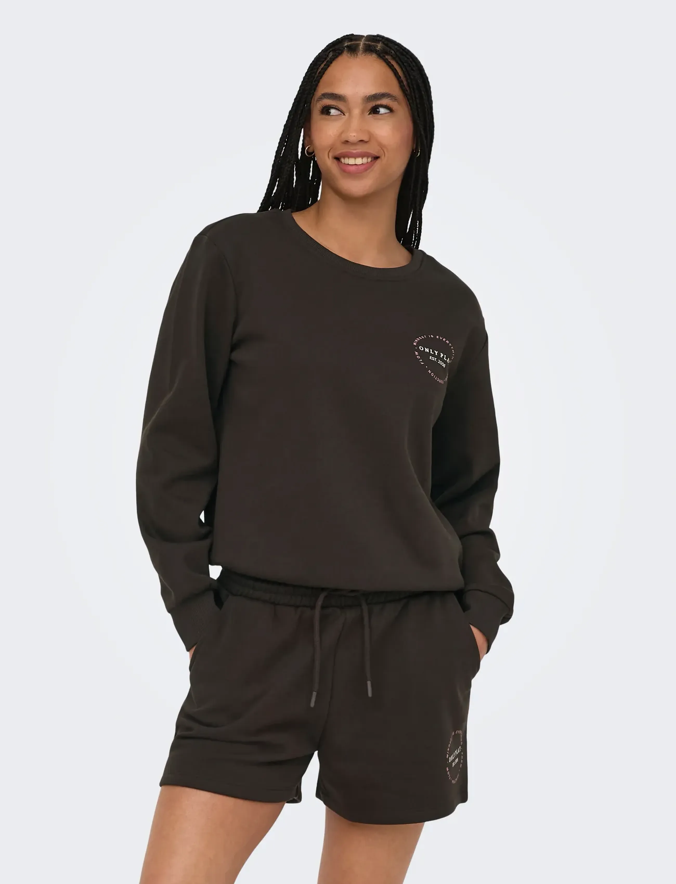 Only Play Onpcava On Ls Brush Swt, S, Sport Sweatshirts & Hoodies, Braun - Sweatshirts, Frauen