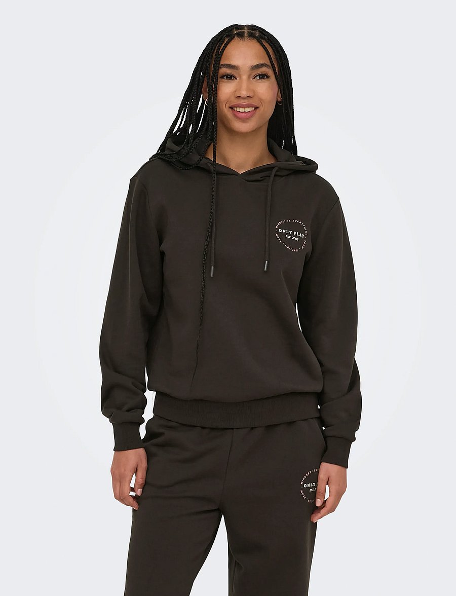 Only Play - ONPCAVA HOOD LS LOOSE BRUSH SWT - overdele - chocolate torte - 0