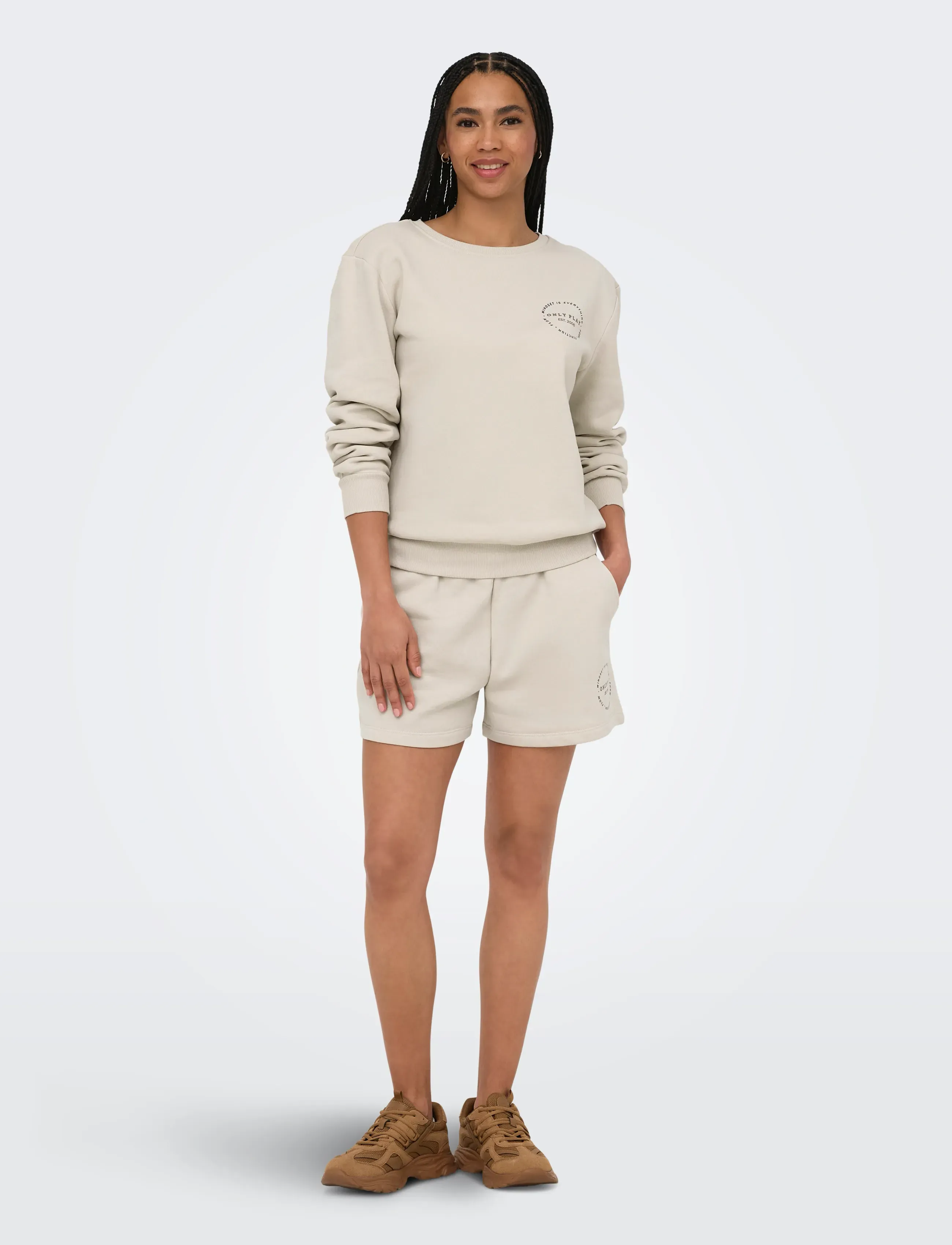 Only Play - ONPCAVA HW BRUSH SWT SHORTS - bottoms - pumice stone - 4