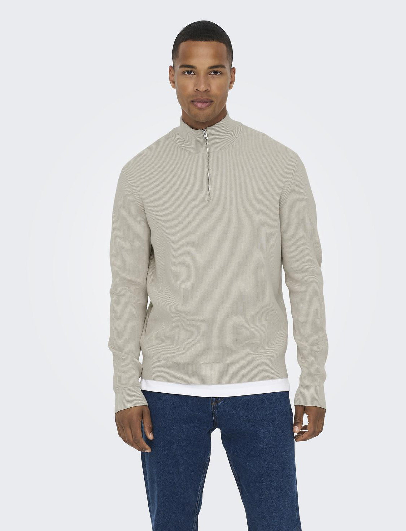 ONLY & SONS Onsphil Reg 12 Struc Half Zip Knit Noos - - XS 6