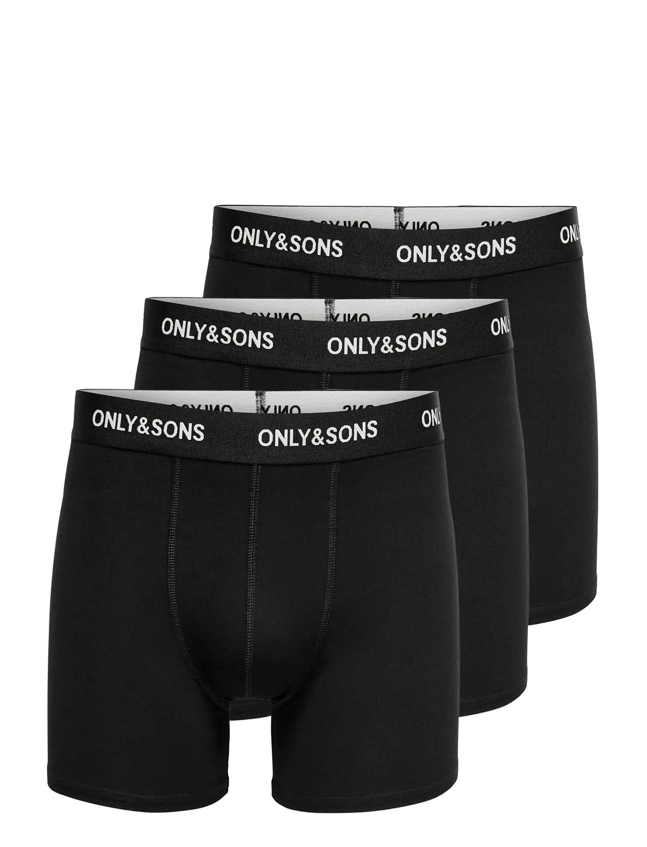 ONLY & SONS Onsfitz Solid Black Boxer 3Pack Noos - Black - XS