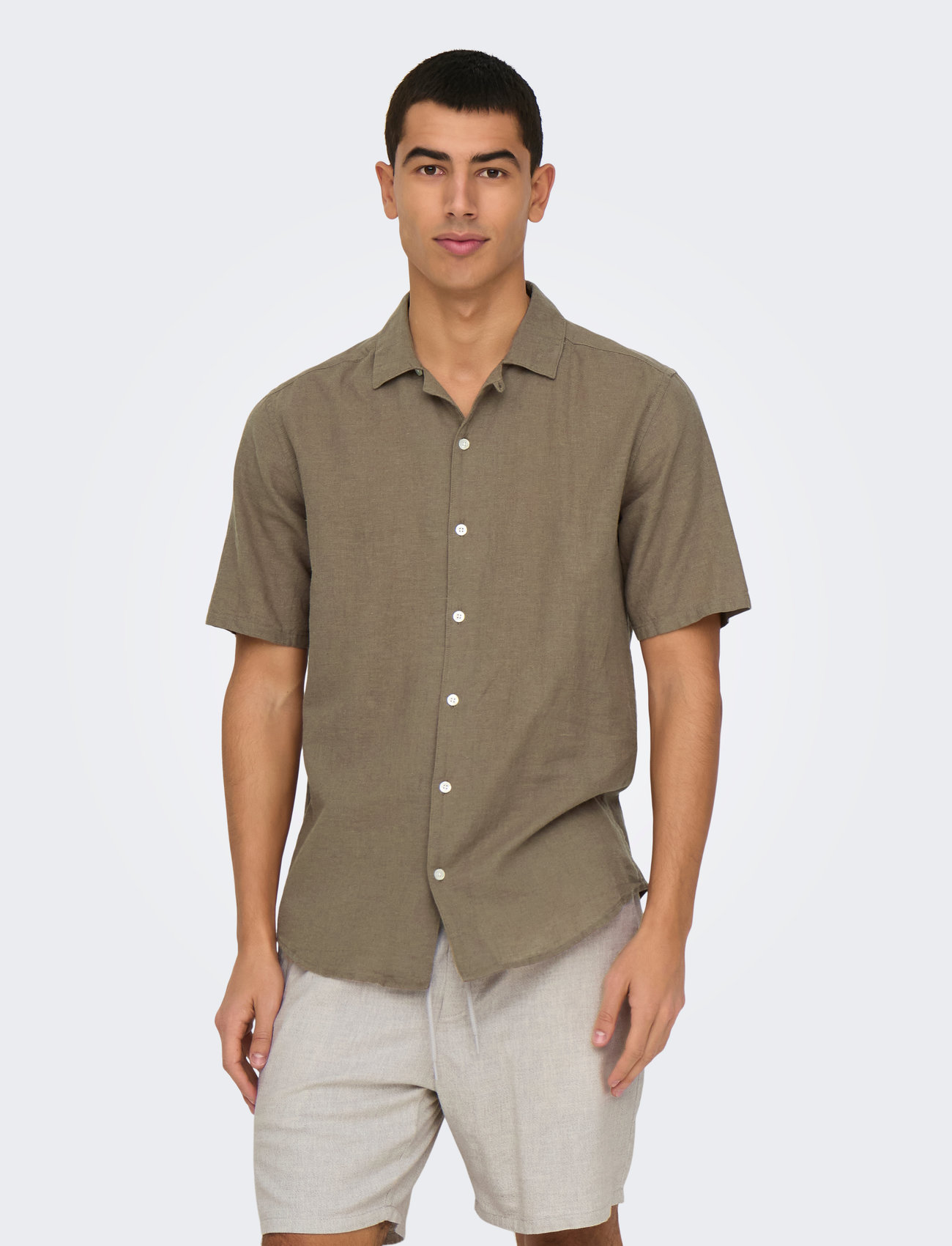 ONLY & SONS Onscaiden Ss Solid Resort Linen Shirt - - XS 2